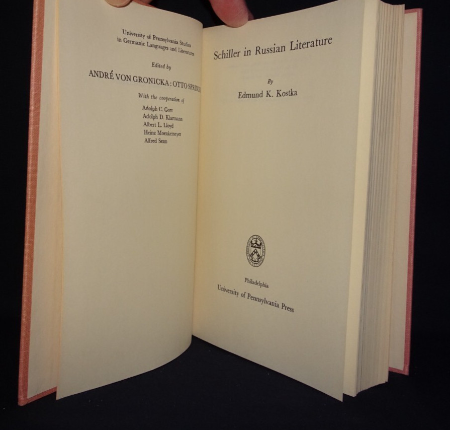 SCHILLER IN RUSSIAN LITERATURE by Edmund K. Kostka (1965, Hardcover, DJ, 1st)