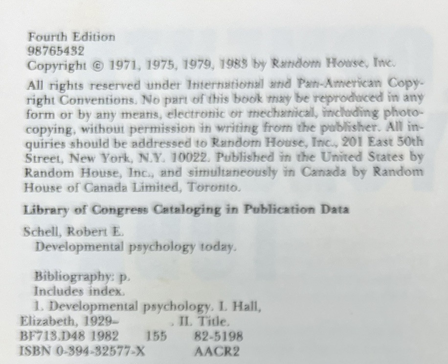 Developmental Psychology Today Fourth Edition 1983 Hardcover READ