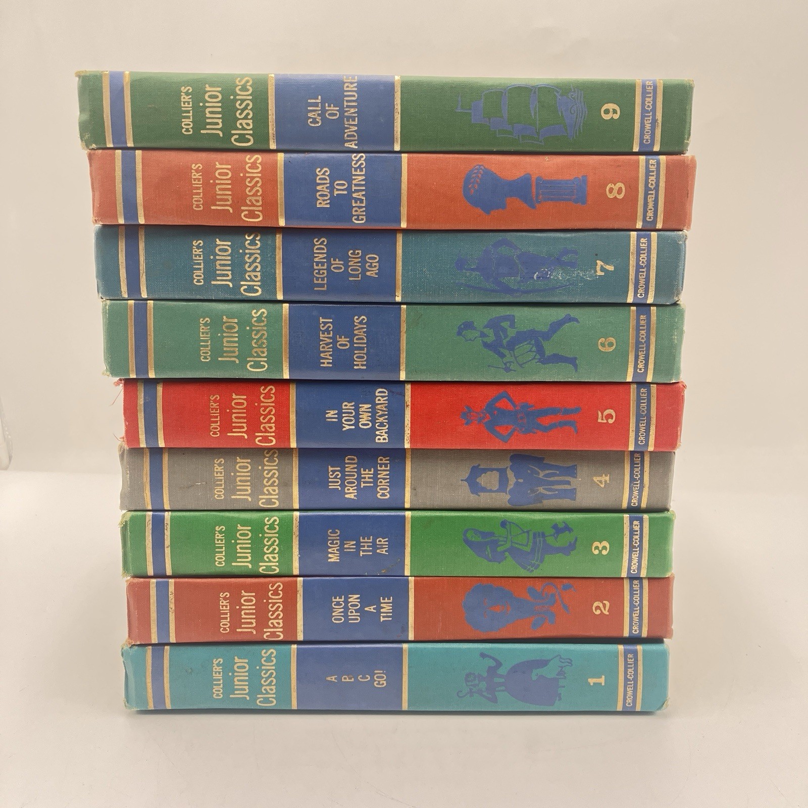Vintage Collier Junior Classics Books 1-9 Set 1962 Kids Illustrated Decor