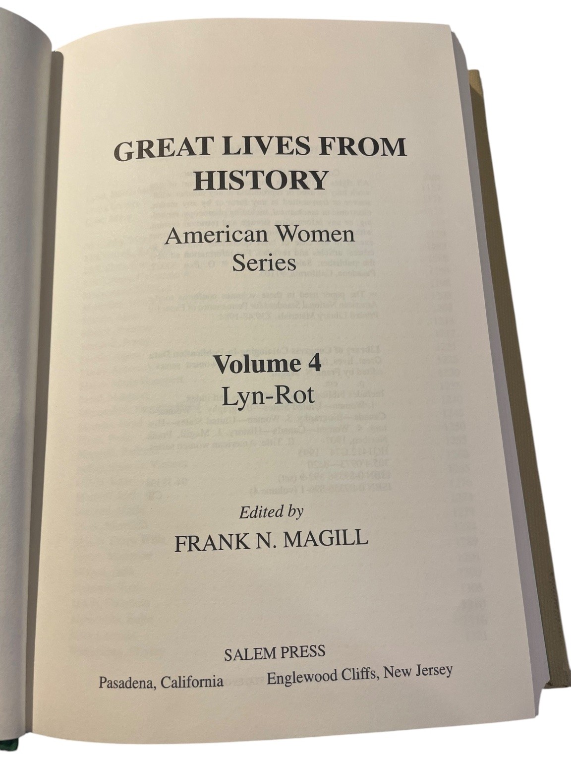 Great Lives from History American Women Series Magill 1995 Salem Press