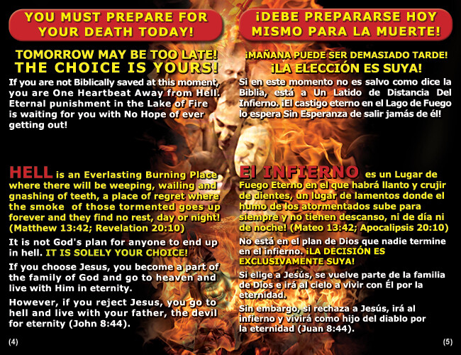 ENGLISH & SPANISH, RAPTURE BIBLE Tracts, 40 Pack in 2 Covers, 20 Pages Each