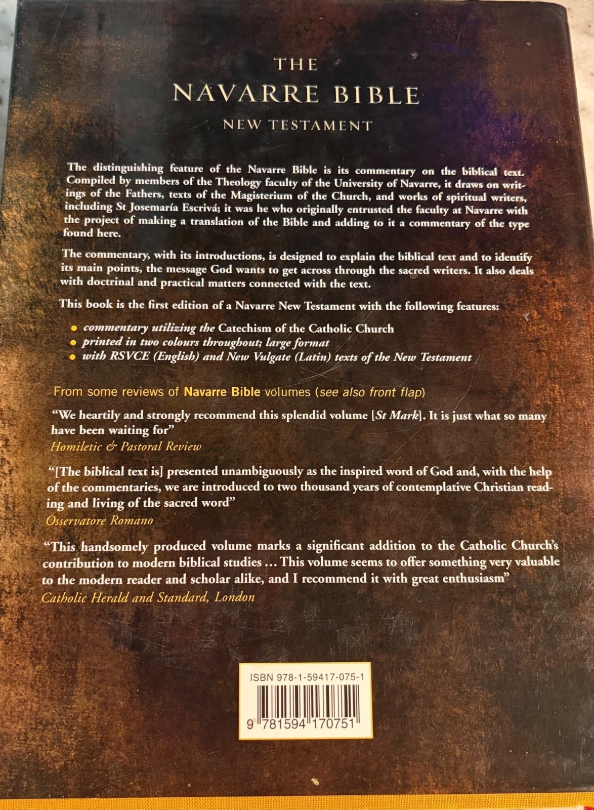 First Edition THE NAVARRE BIBLE New Testament Hardcover Catholic