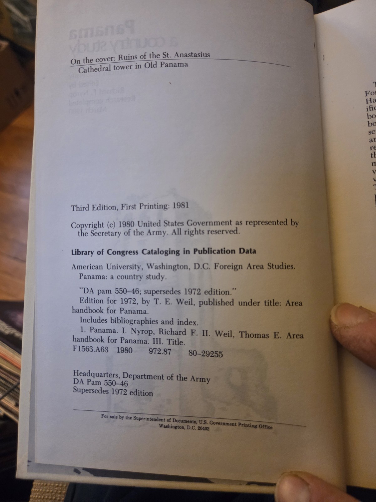 AREA HANDBOOK SERIES PANAMA A COUNTRY STUDY 1981 DA PAM 550-46 Hardback