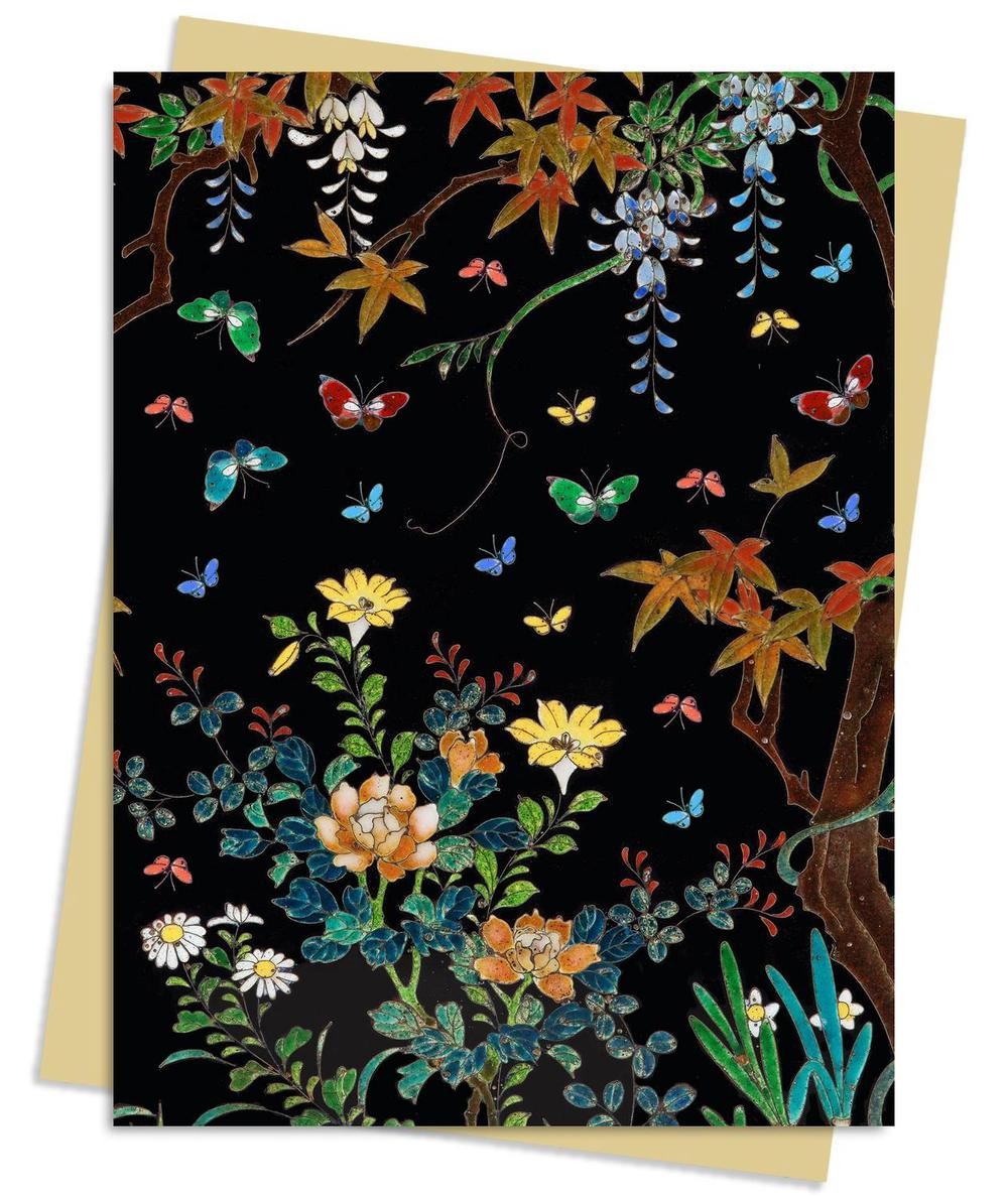 Ashmolean Museum: Cloisonne Casket with Flowers and Butterflies Greeting Card Pa