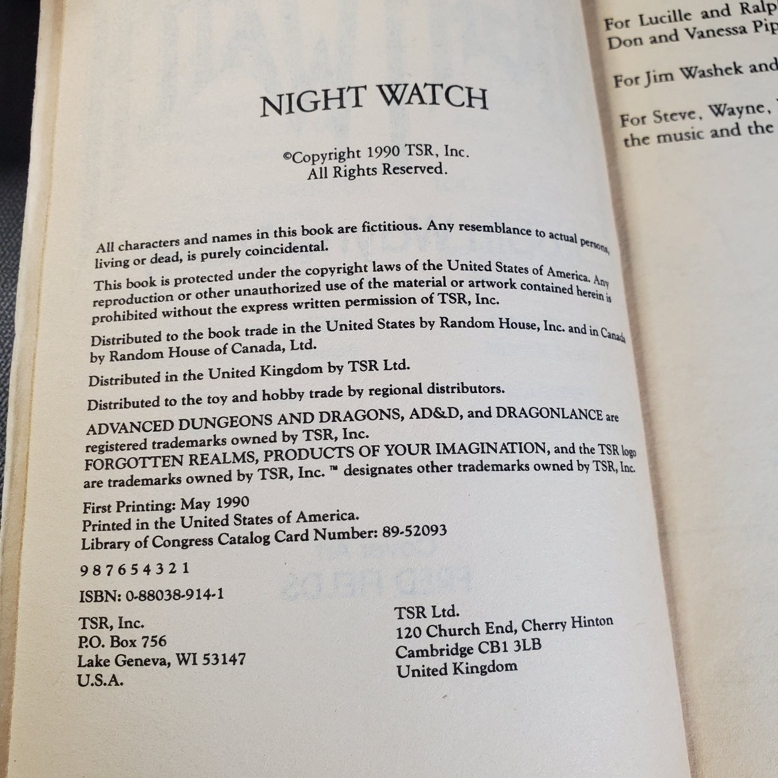 Nightwatch Murder By Magic Robin Wayne Bailey 1990 First Printing TSR Fantasy