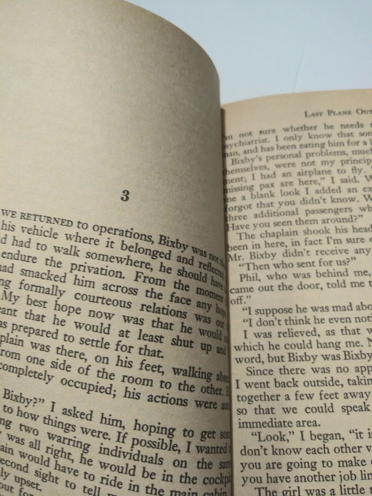 LAST PLANE OUT by John Ball 1971 4th Printing Bantam Paperback 246 Pages