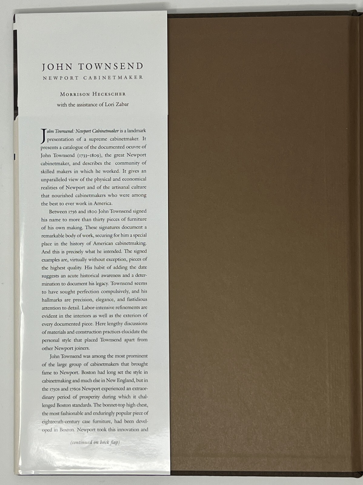 John Townsend: Newport Cabinetmaker by Morrison Heckscher – 2005 HC/DJ – The Met