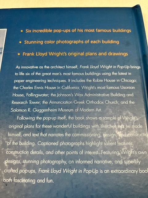 Frank Lloyd Wright in Pop-Up by Iain Thomson (2002, Book, Other)