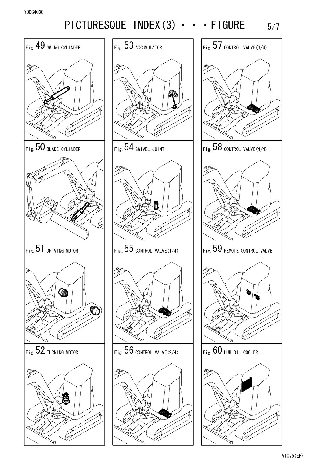 YANMAR ViO75 Excavator Parts Catalog Manual – BOUND – COVERS – XL FOLDOUT PAGES