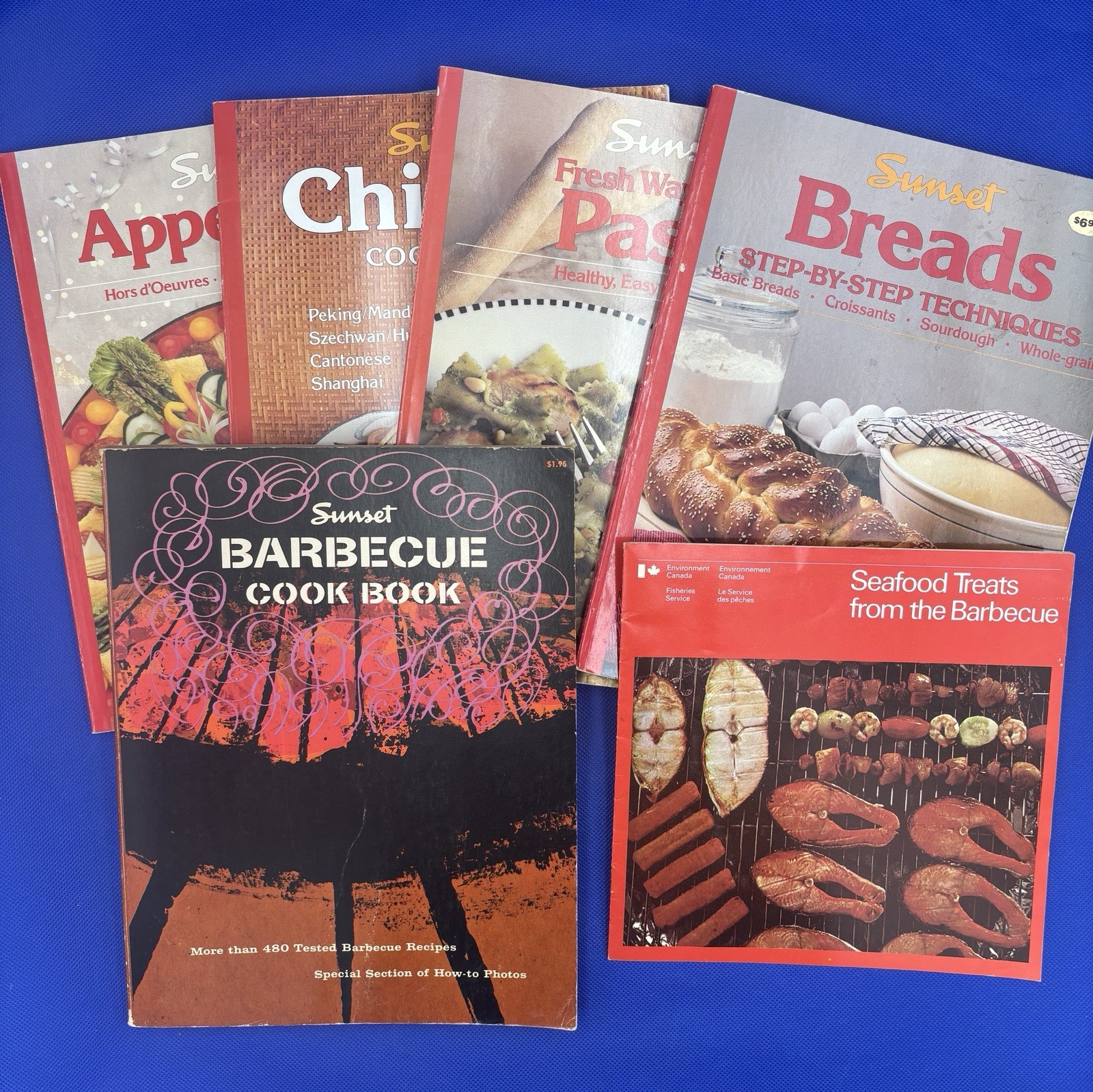 SUNSET Magazine COOKBOOKS Lot of 6 Vintage Recipes Pasta, Appetizer, Barbecue