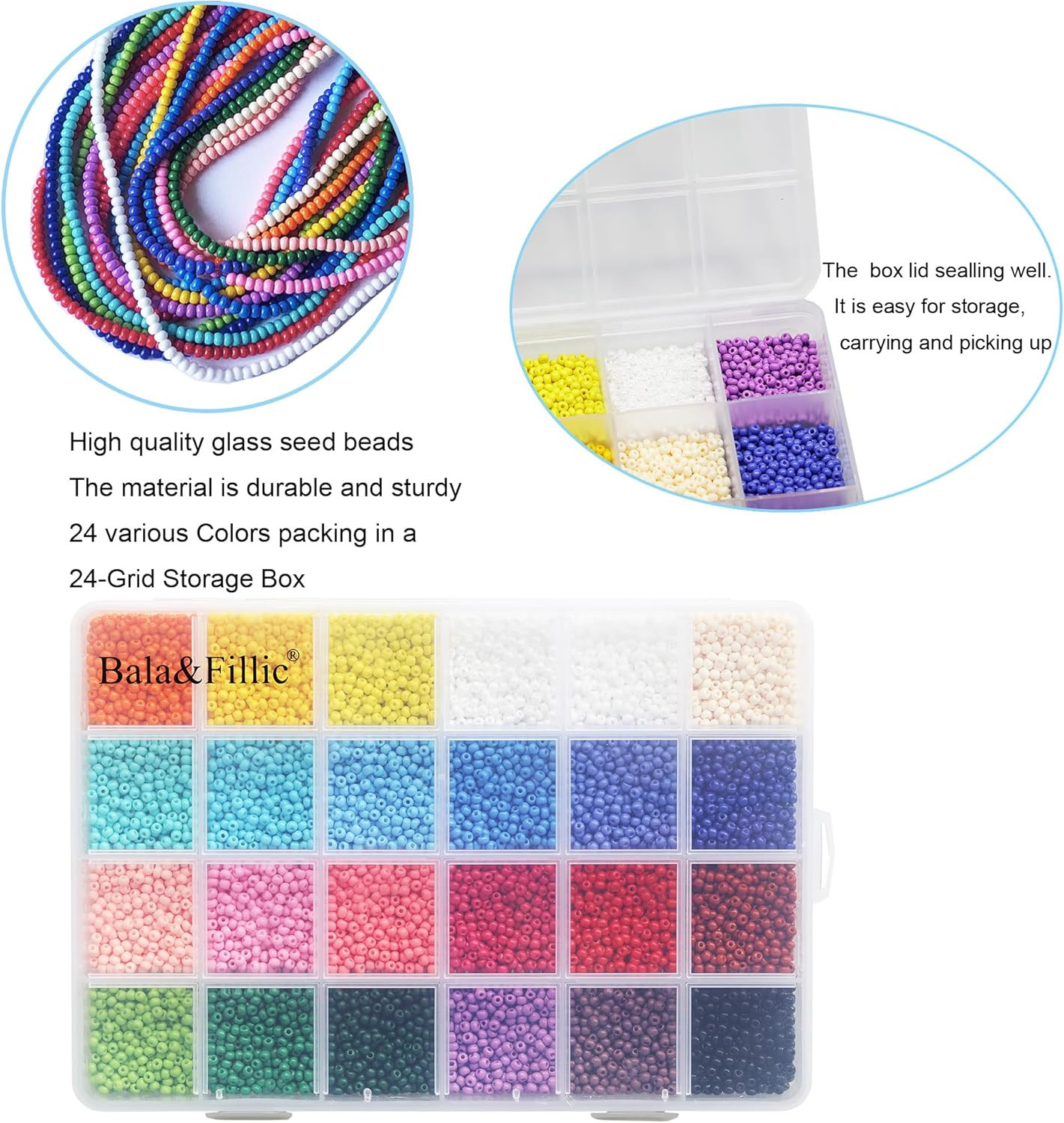 Size 3Mm Seed Beads about 8400Pcs in Box, 8/0 round Glass Seed Beads for Making