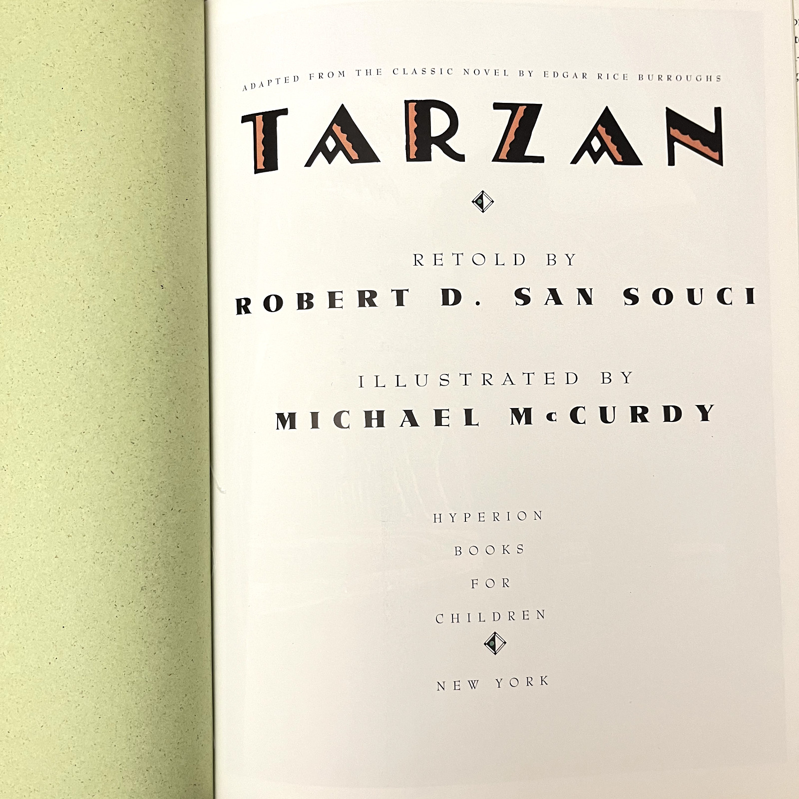 Tarzan by Robert D. San Souci 1999 Hardcover DJ Illustrated by Michael McCurdy