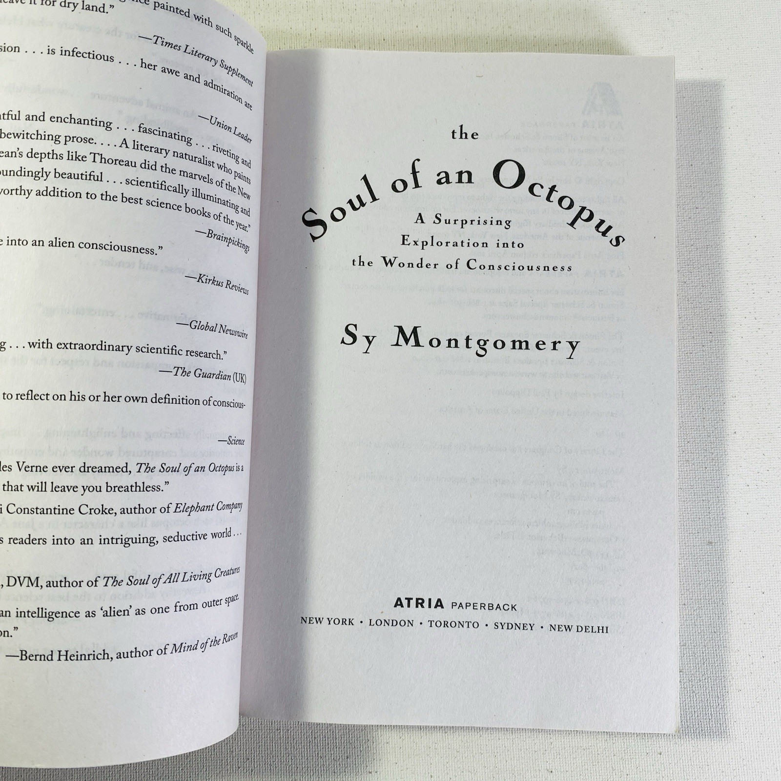 Soul of an Octopus by Sy Montgomery 2016 Trade PB
