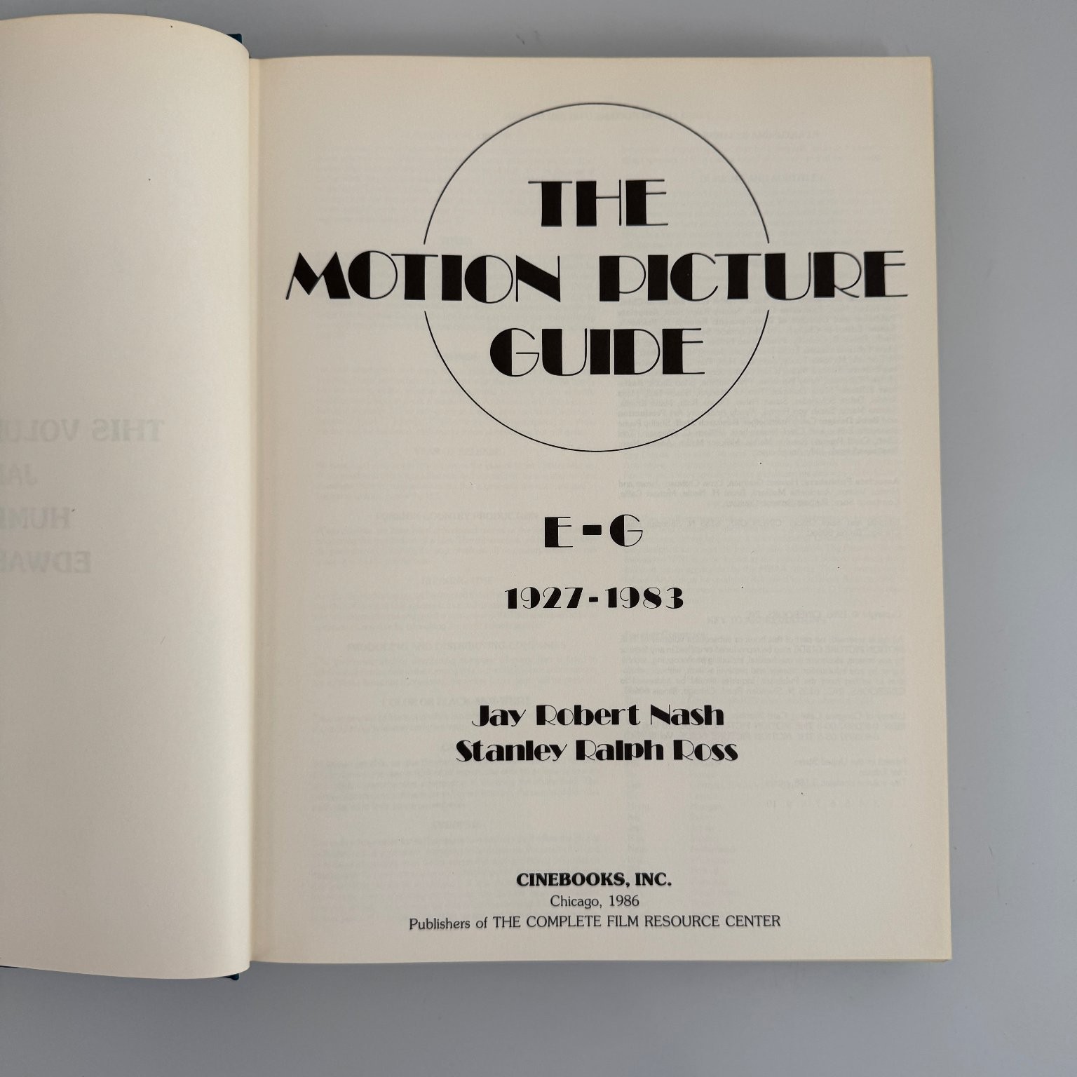 The Motion Picture Guide E-G 1927-1983 Nash Ross 1986 First Edition Cinebooks