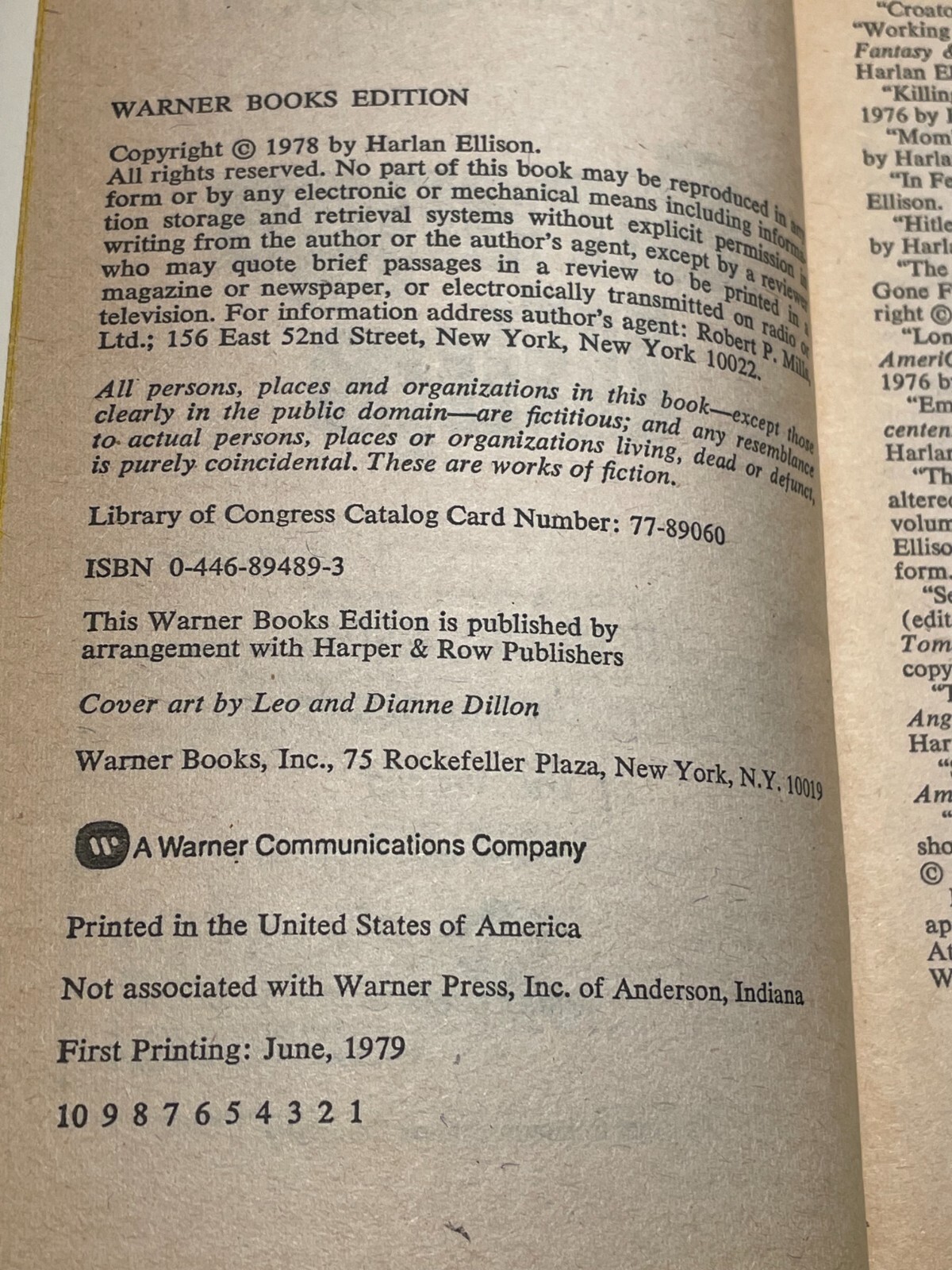 Strange Wine by Harlan Ellison Warner Books Paperback 1st Printing 1979