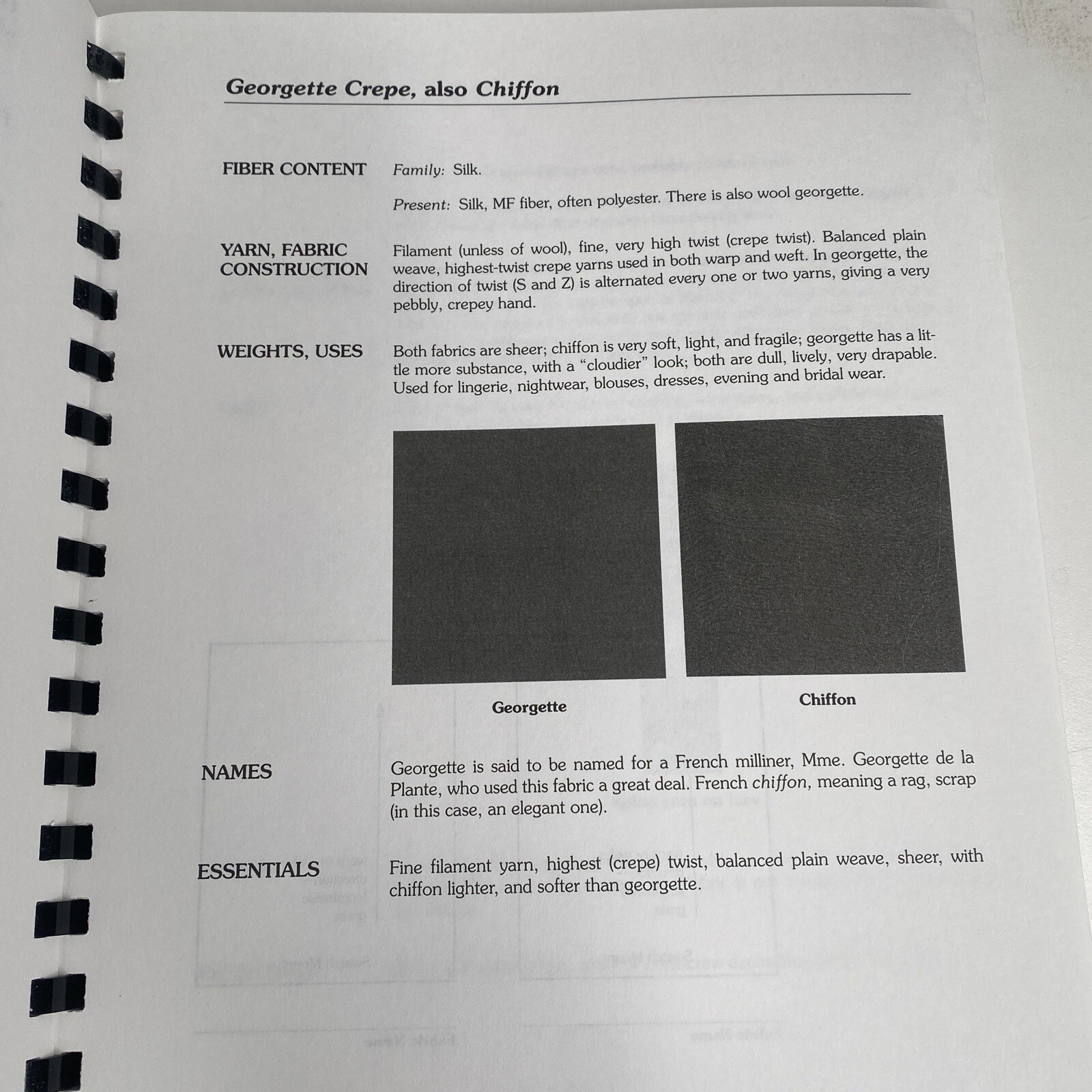 Fabric Glossary by Mary Humphries Textile Fibers Reference Guide Comb Bound