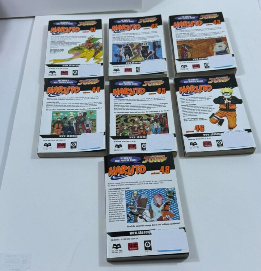 Naruto Manga Masashi Kishimoto English Lot 29-34 38-46 48 Viz Media Bookmarks