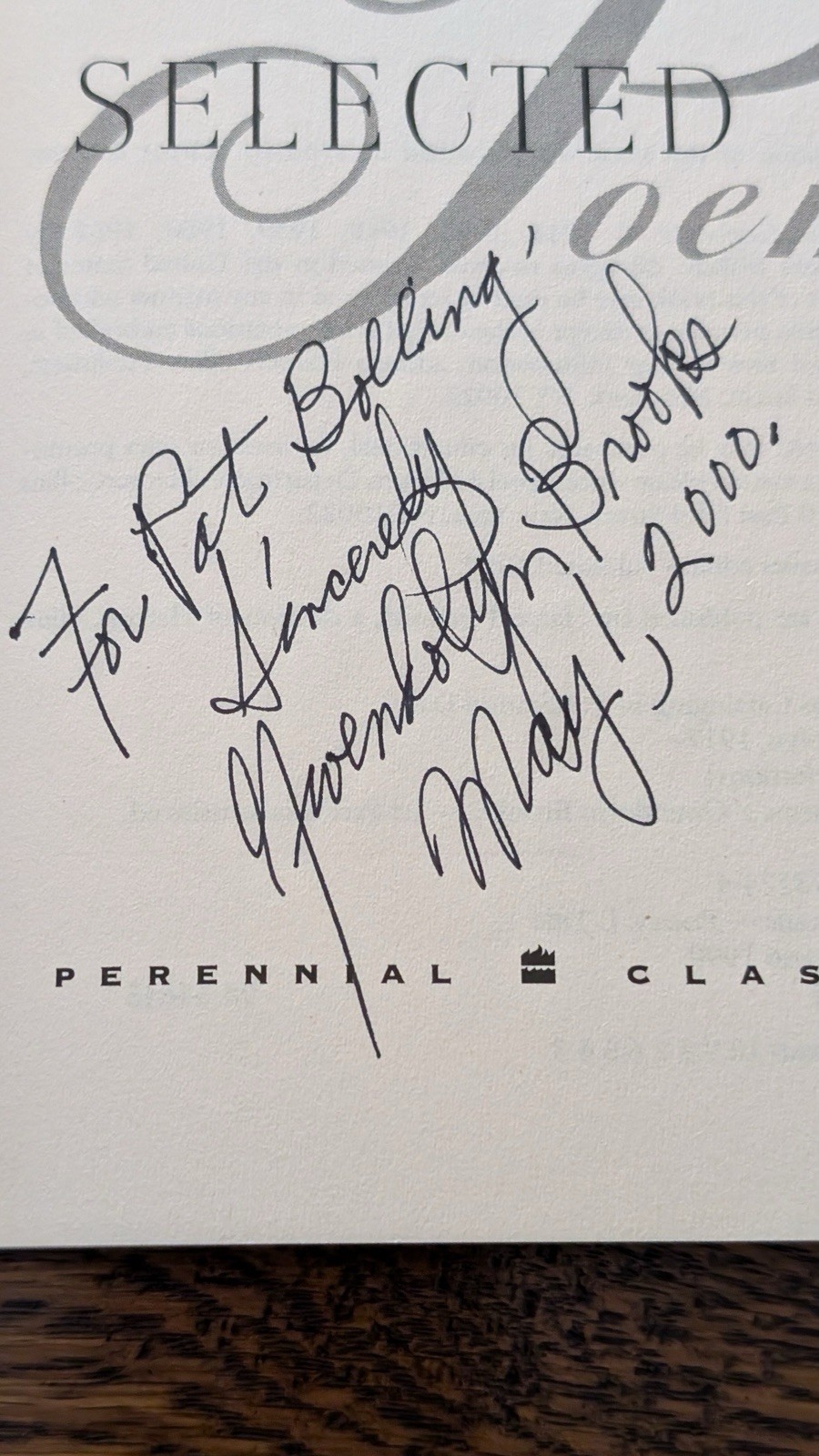 2 Signed Items by Gwendolyn Brooks – Selected Poems Book & To Young Readers Poem