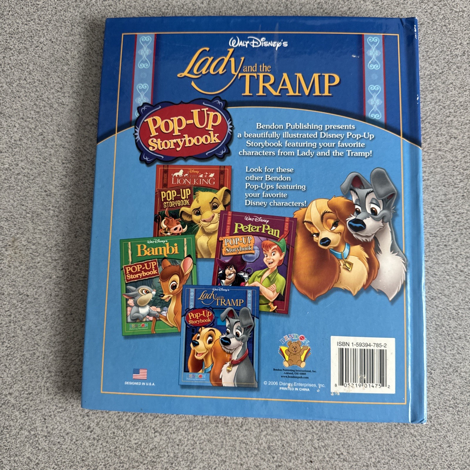 Lady and the Tramp Pop-Up Storybook -Walt Disney – Bendon Publishing Inter 2006