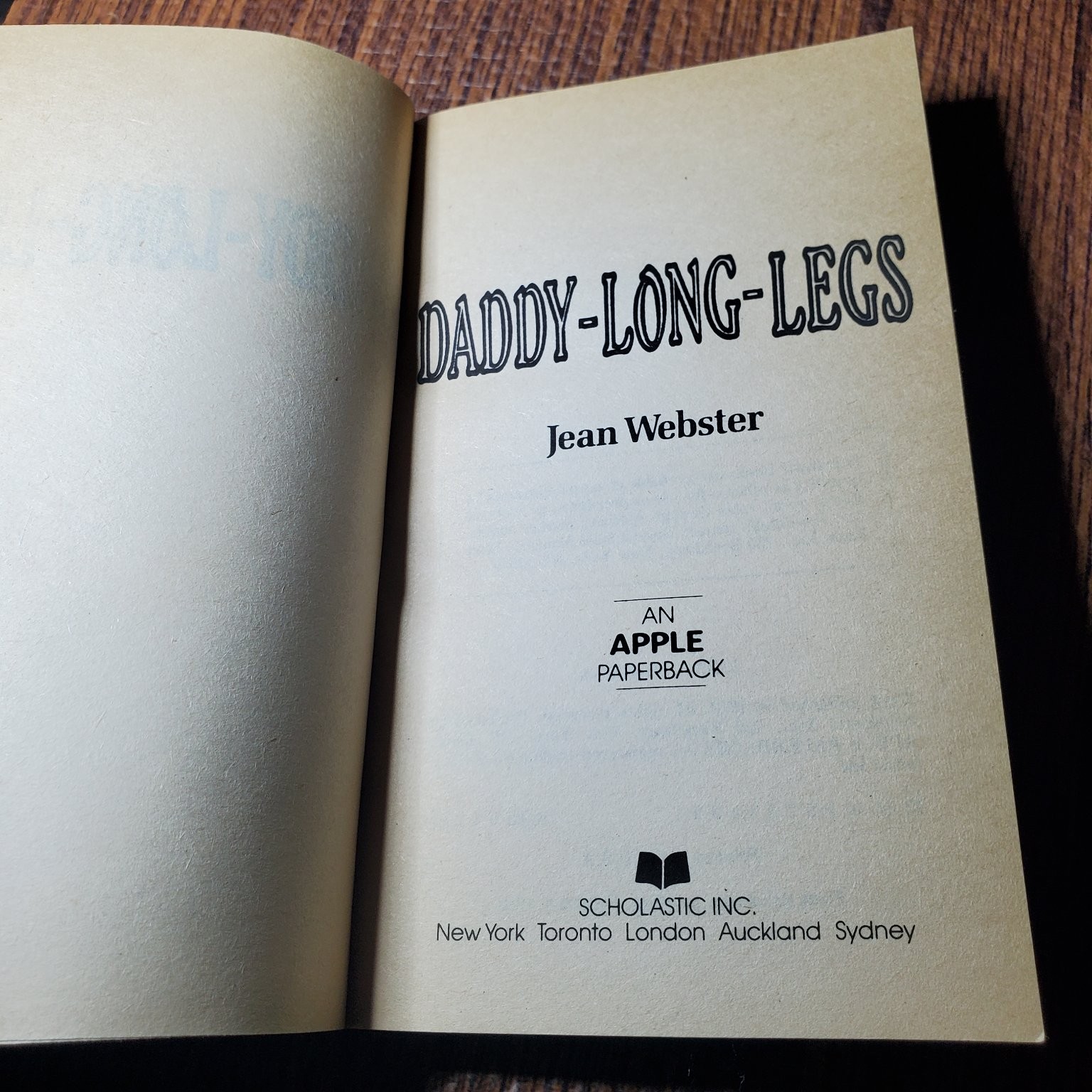 Daddy-Long-Legs Jean Webster 1988 First Scholastic Printing Classic
