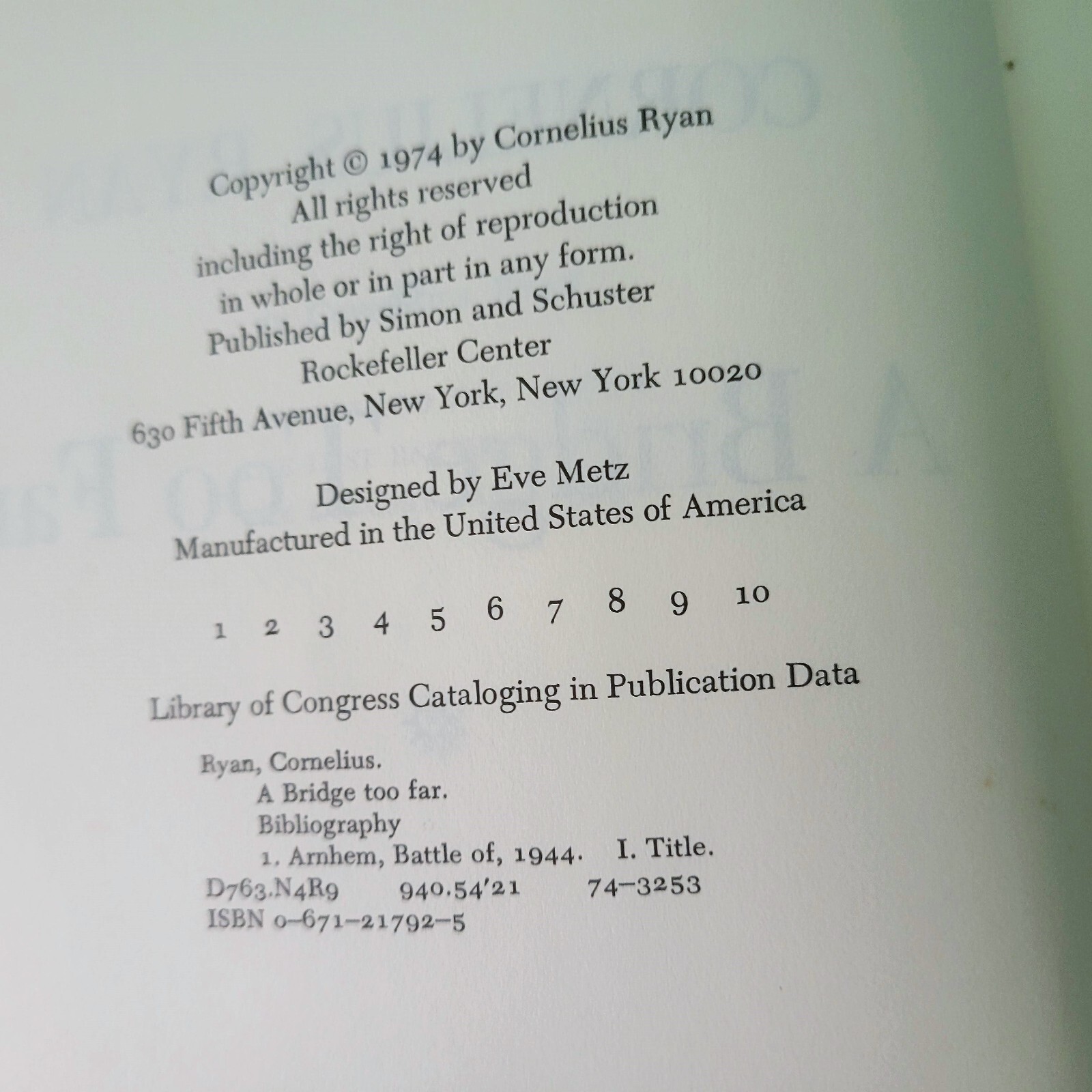 A Bridge Too Far by Cornelius Ryan (1974, Hardcover) Vintage 1st Edition