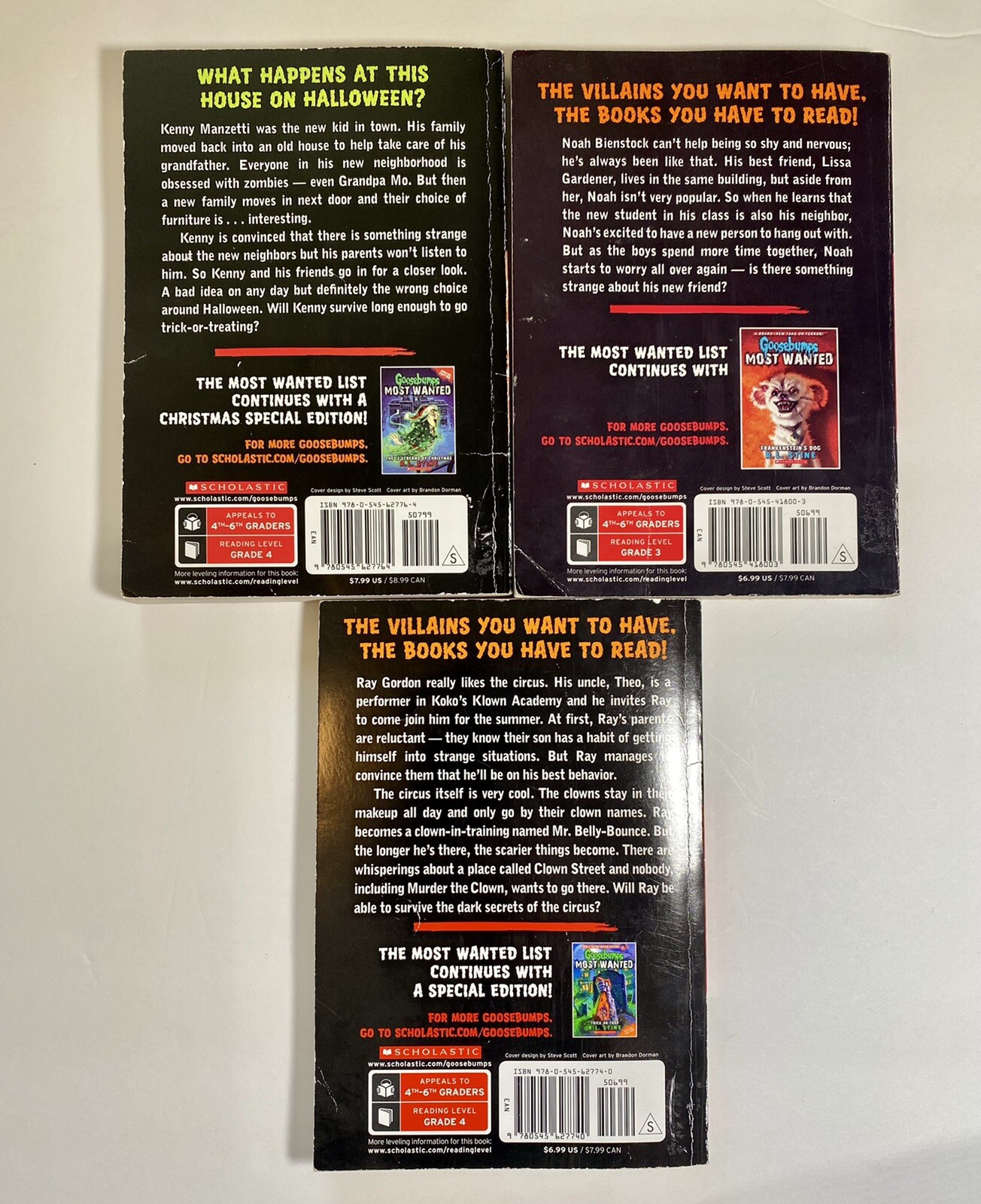 Set of 3 Goosebumps Most Wanted 1,3,7, 2013, 2014,2015