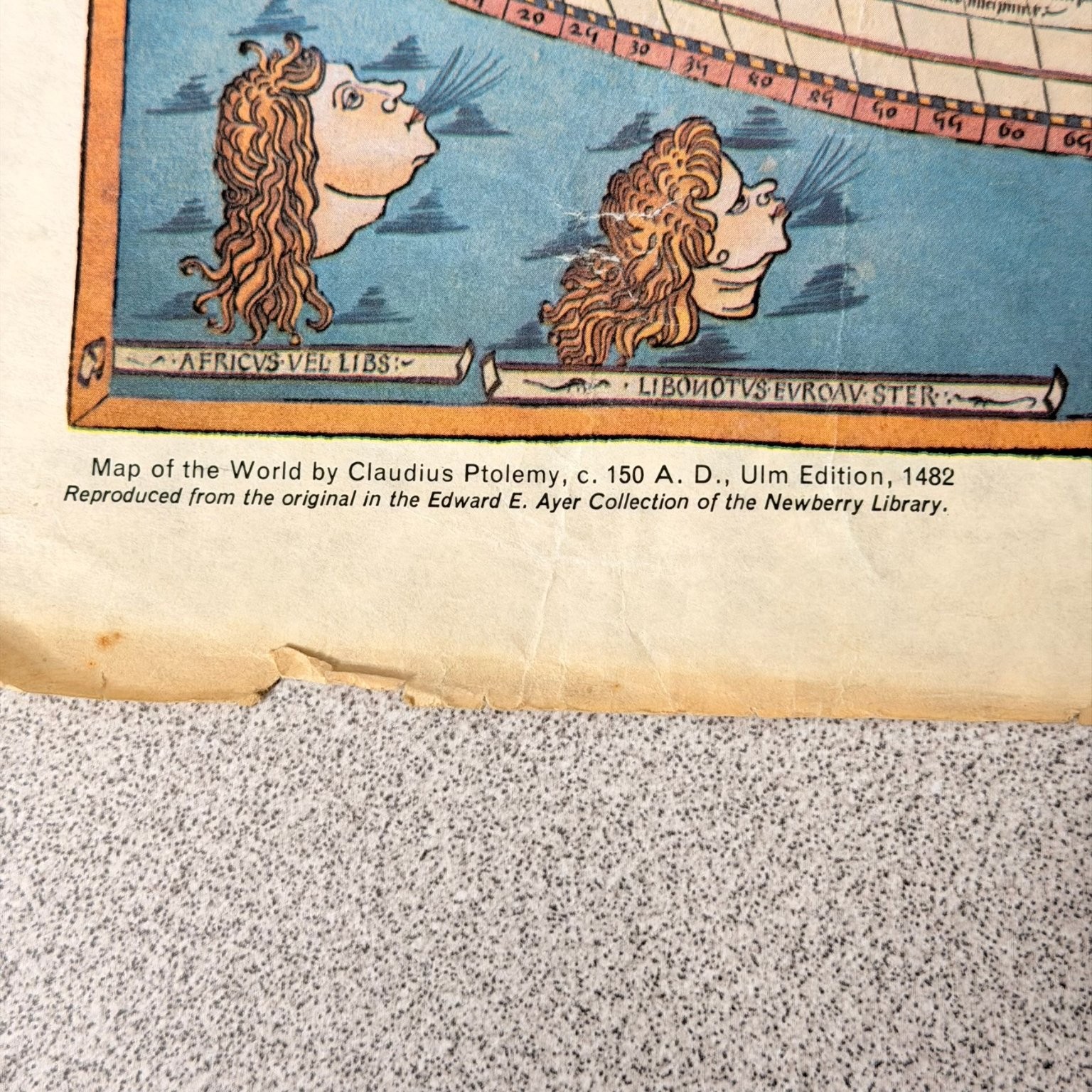 Ptolemy World Map 1482 Ulm Edition Reproduction Newberry Library Antique