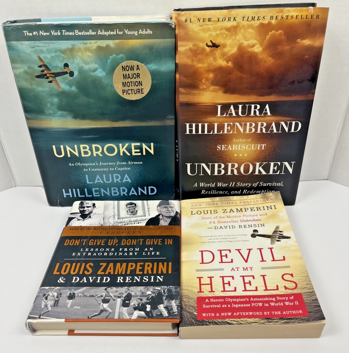 Unbroken Laura Hillenbrand Louis Zamperini WWII Survival Book Military Lot of 4