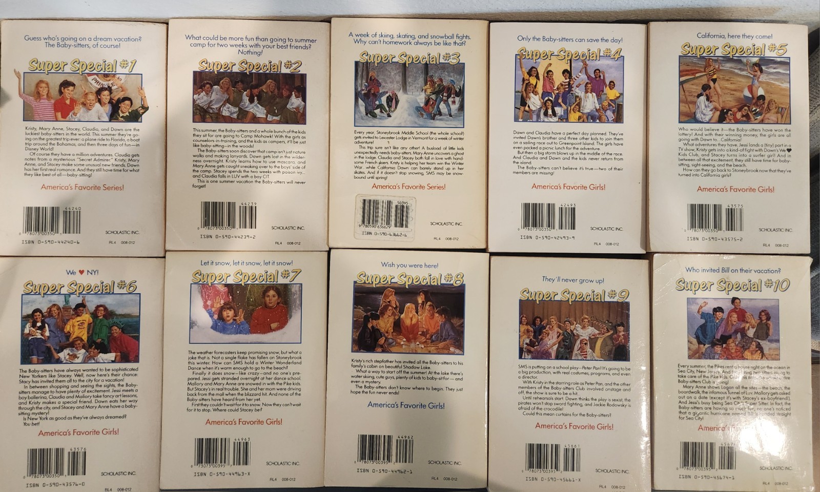 Babysitter’s Club Ann M. Martin Vintage Book Lot Of 10 Super Specials #1-10