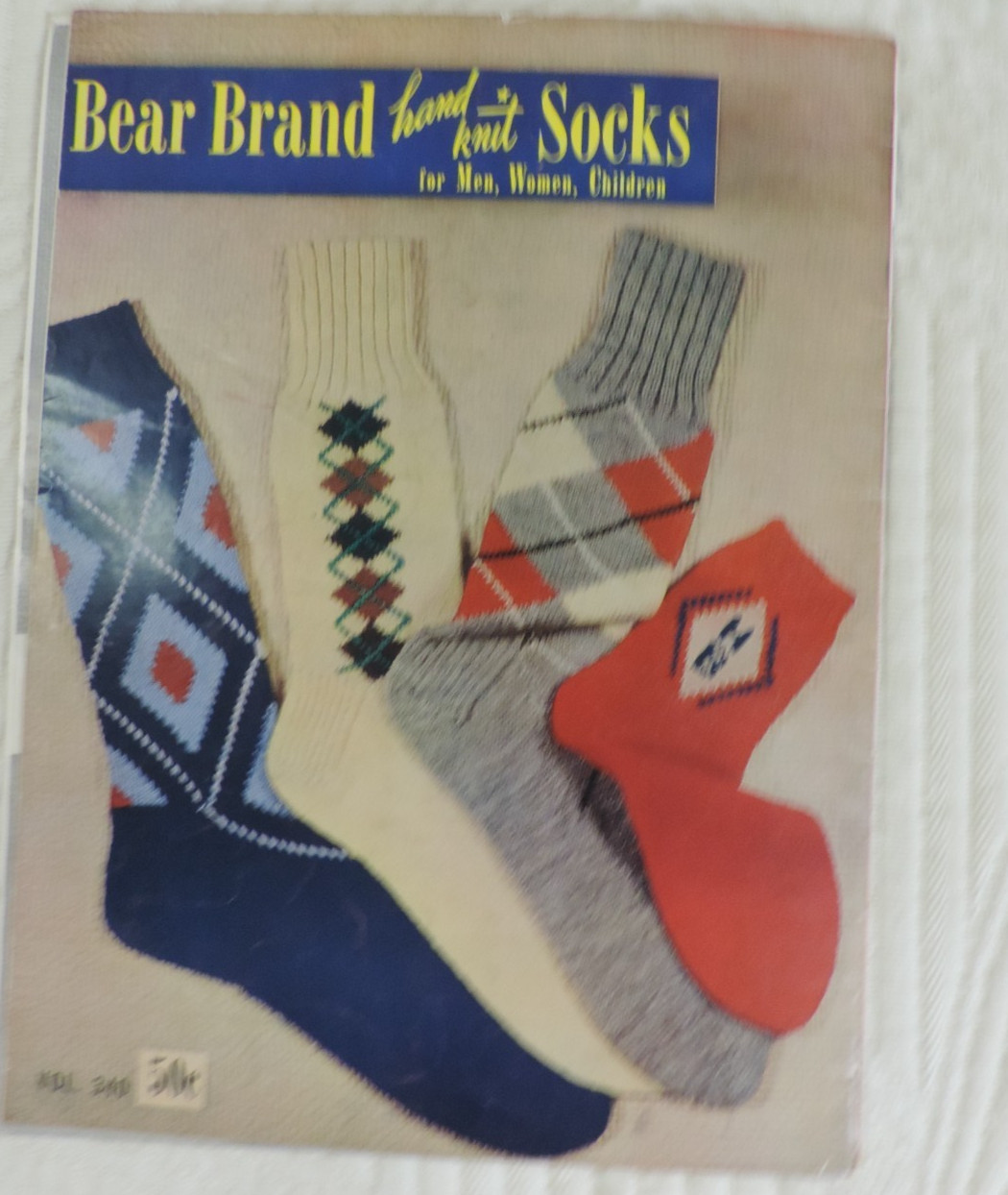 2 Knitting Socks Magazines #20/#340 Women/Men/Child Slippers/Sweater 1950s