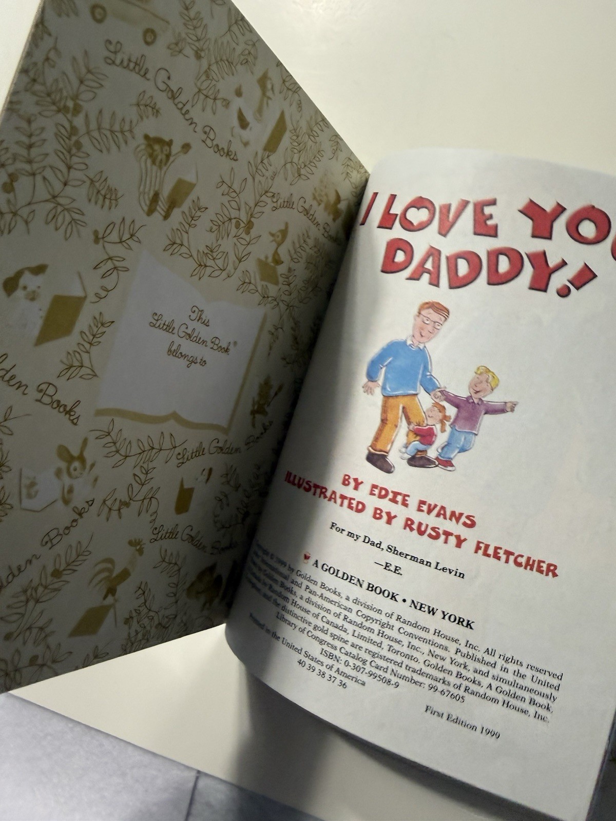 I Love You Daddy! Little Golden Book 1999 Edie Evans First Edition HC