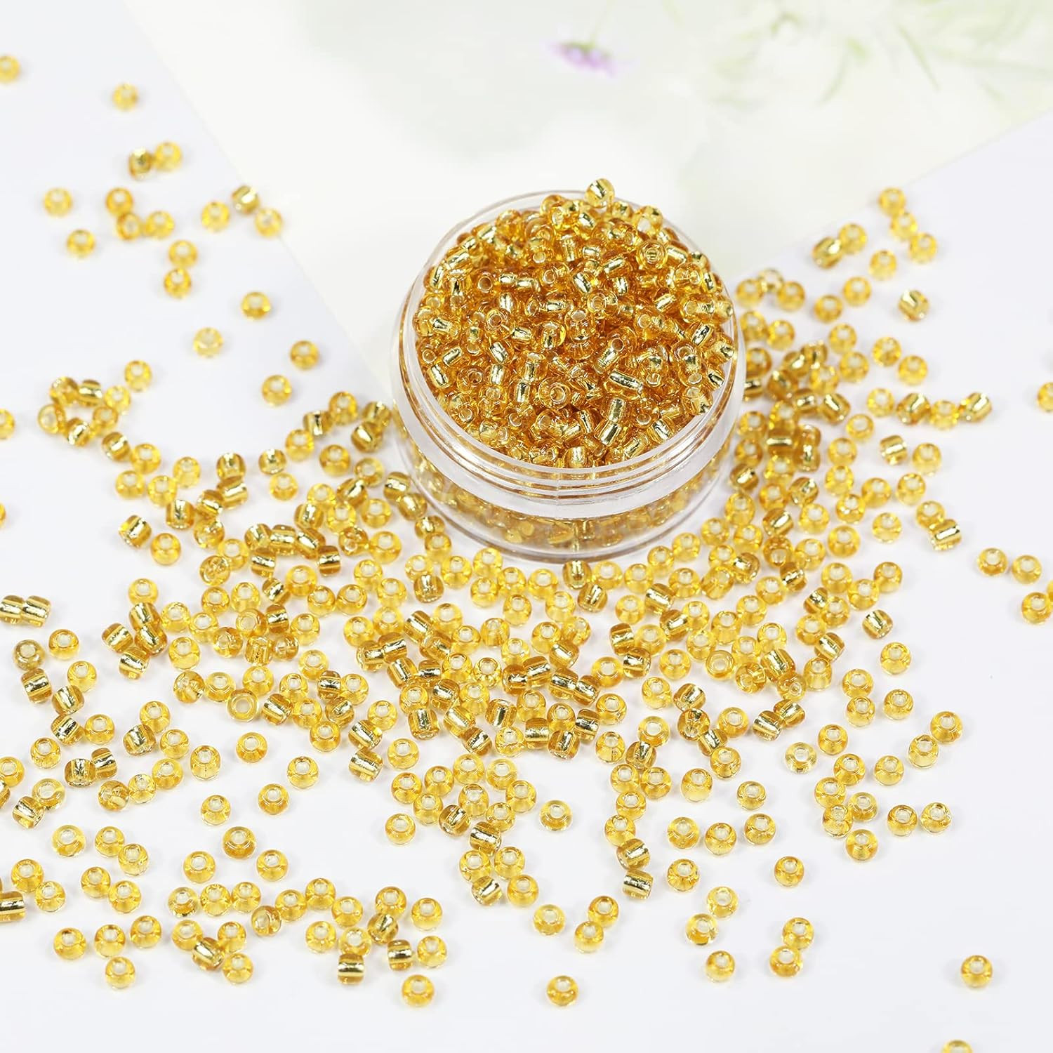 Golden Sliver Lined Color Size 3mm Seed Beads About 3600pcs/100Grams in Bag, 8/0