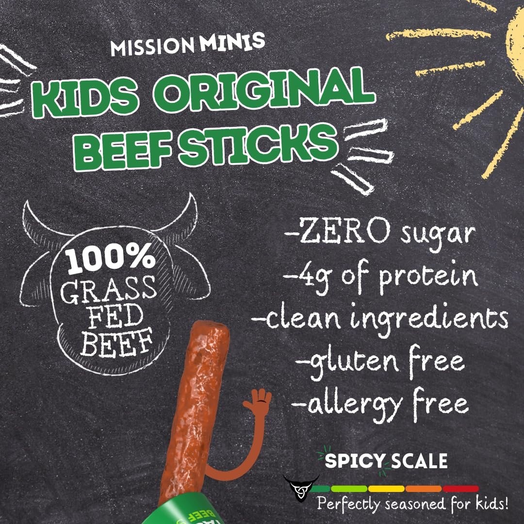 Nutritious Kids Beef Sticks – 24ct Grass Fed, No Added Sugar, Allergen Friendly