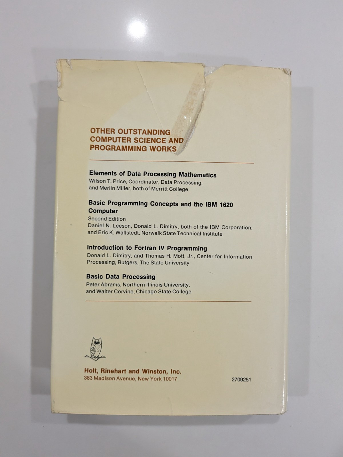 Elements of IBM 1130 Programming – Wilson Price | 1968 | HC | DJ | Vintage