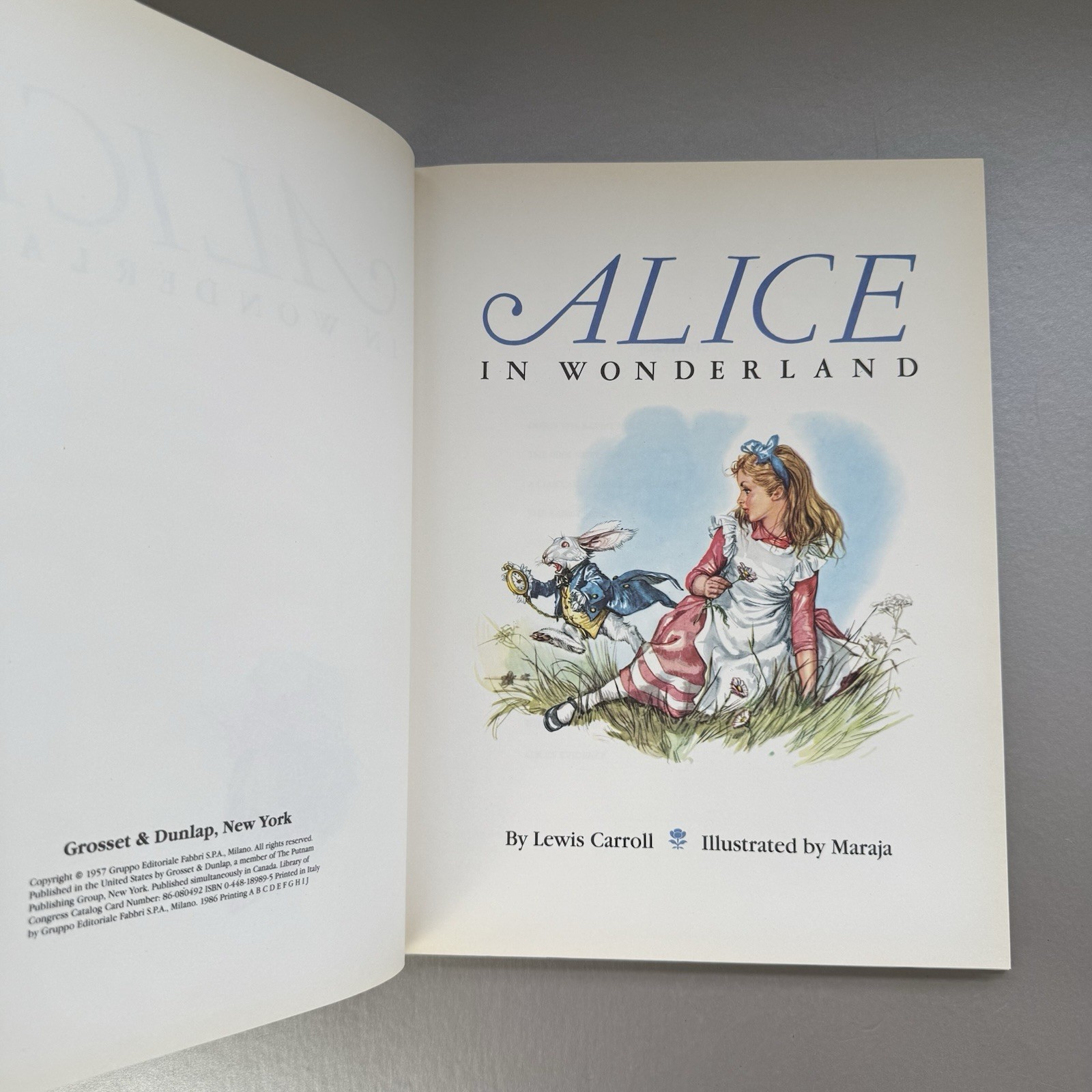 ALICE IN WONDERLAND – LEWIS CARROLL – ILLUST MARAJA-1986 grosset & dunlap hbk