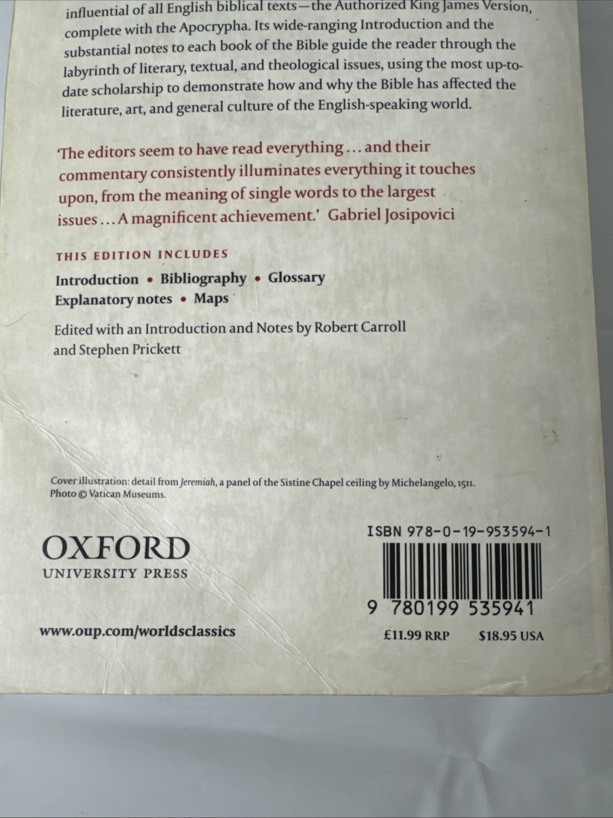 The Bible: Authorized King James Version (Oxford World’s Classics) – GOOD