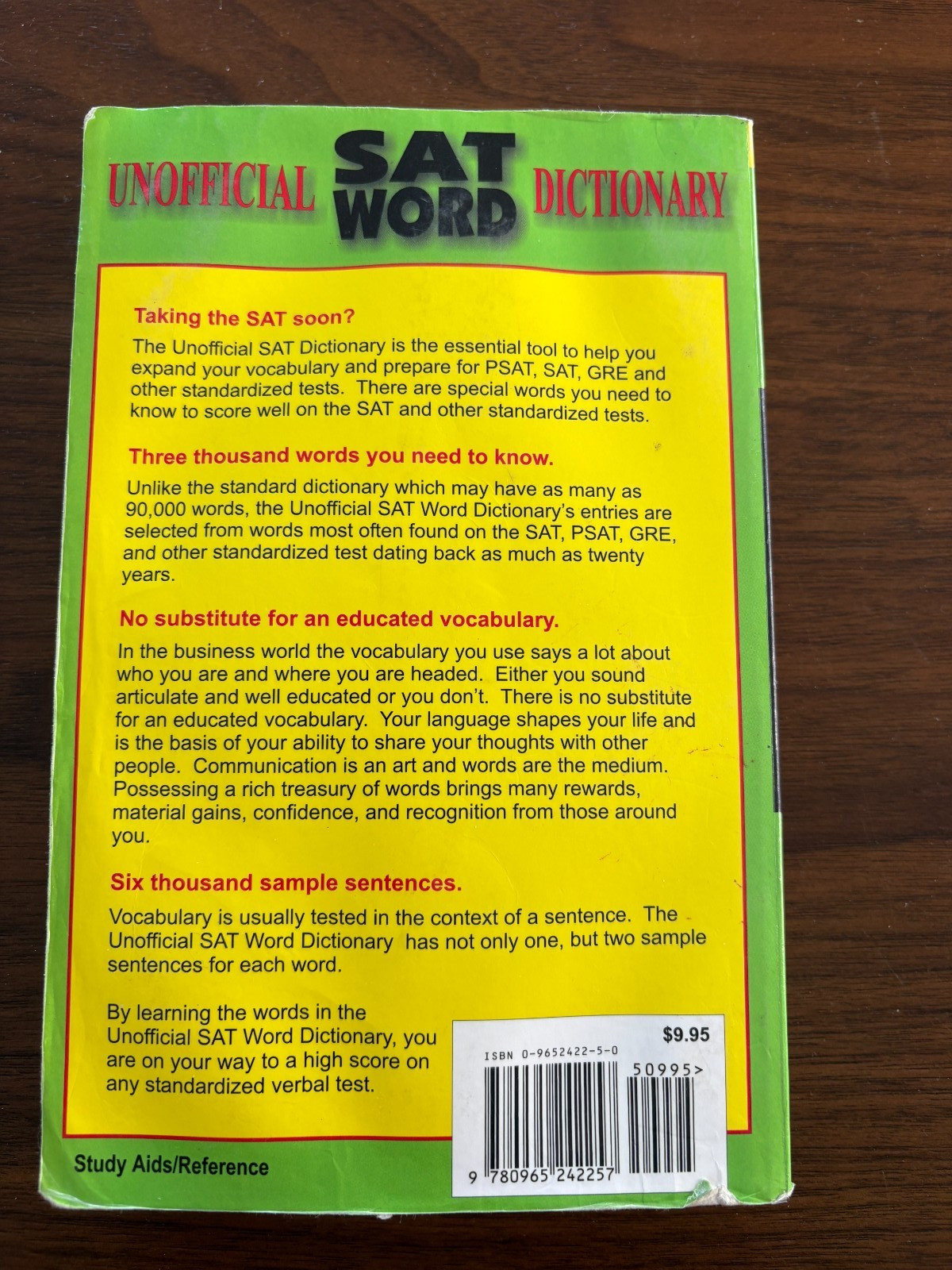 Unofficial SAT Word Dictionary : The Book the College Board Didn’t Want You…