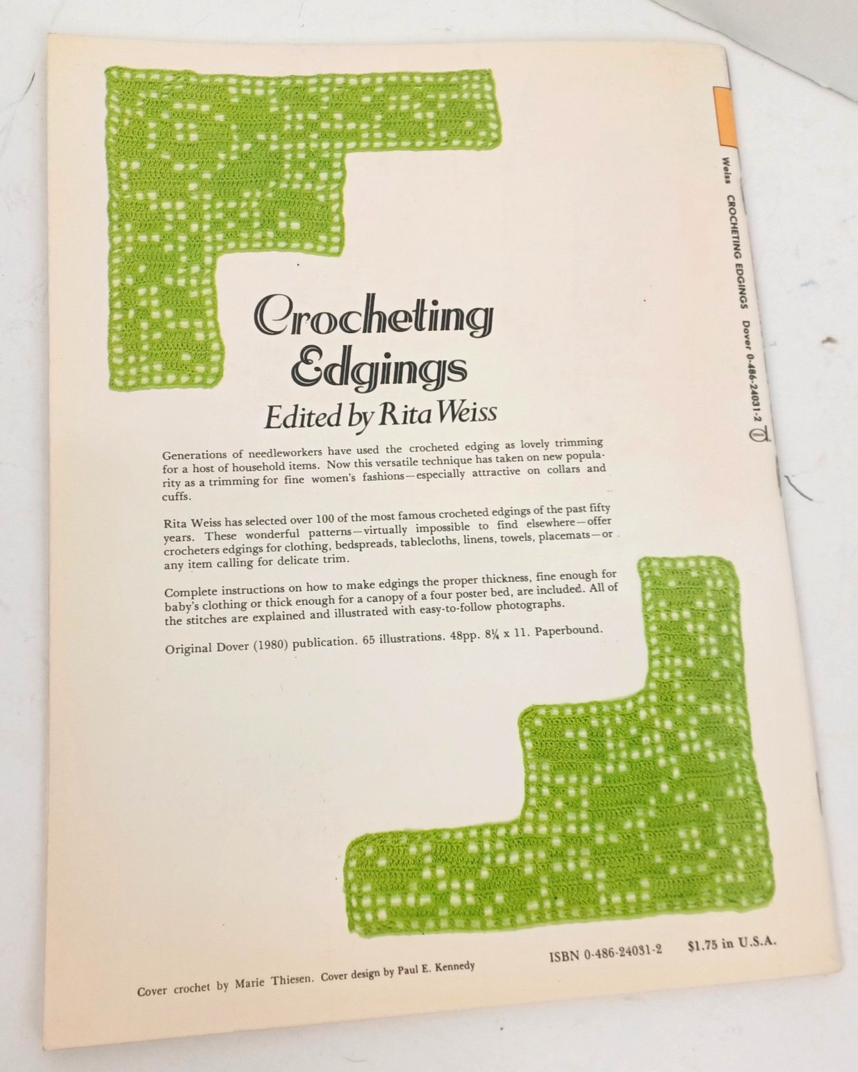 Vintage 1980 Dover Needlework Series Crocheting Edging Rita Weiss Book