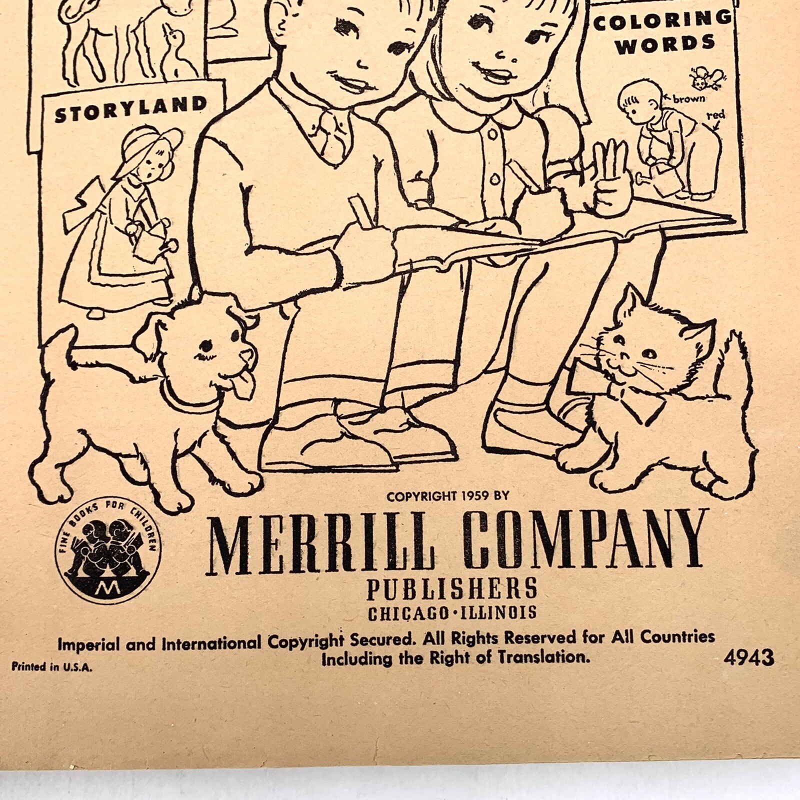 Vintage Coloring Book 1959 Merrill Good Time Paint Book Used 10 of 250 Pages