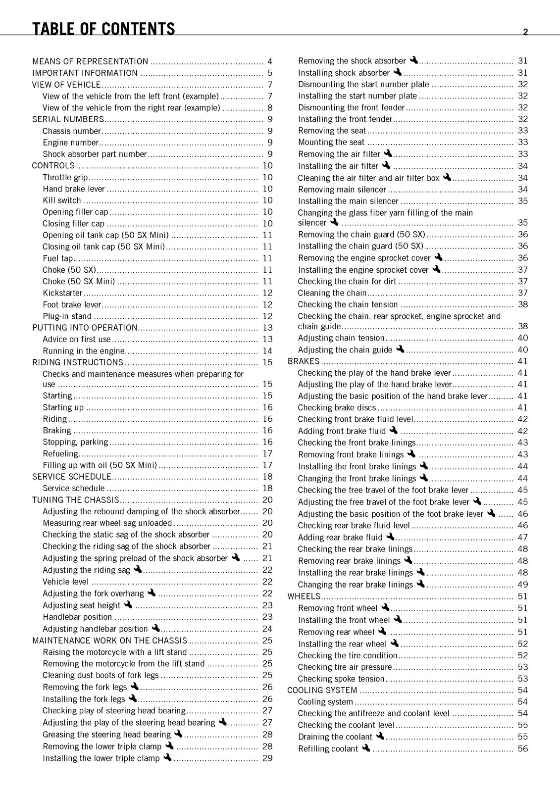 KTM 50 SX 50 SX Mini Owners Manual 2011 – STEEL WIRE BOUND – PROTECTIVE COVERS