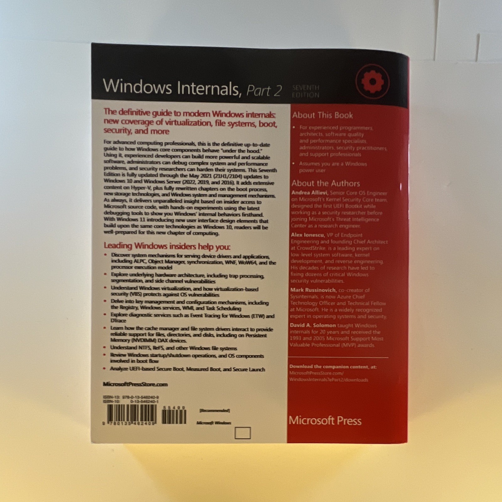 Microsoft Press Windows Internals Part 2 7th Ed PB 2022 Russinovich Solomon