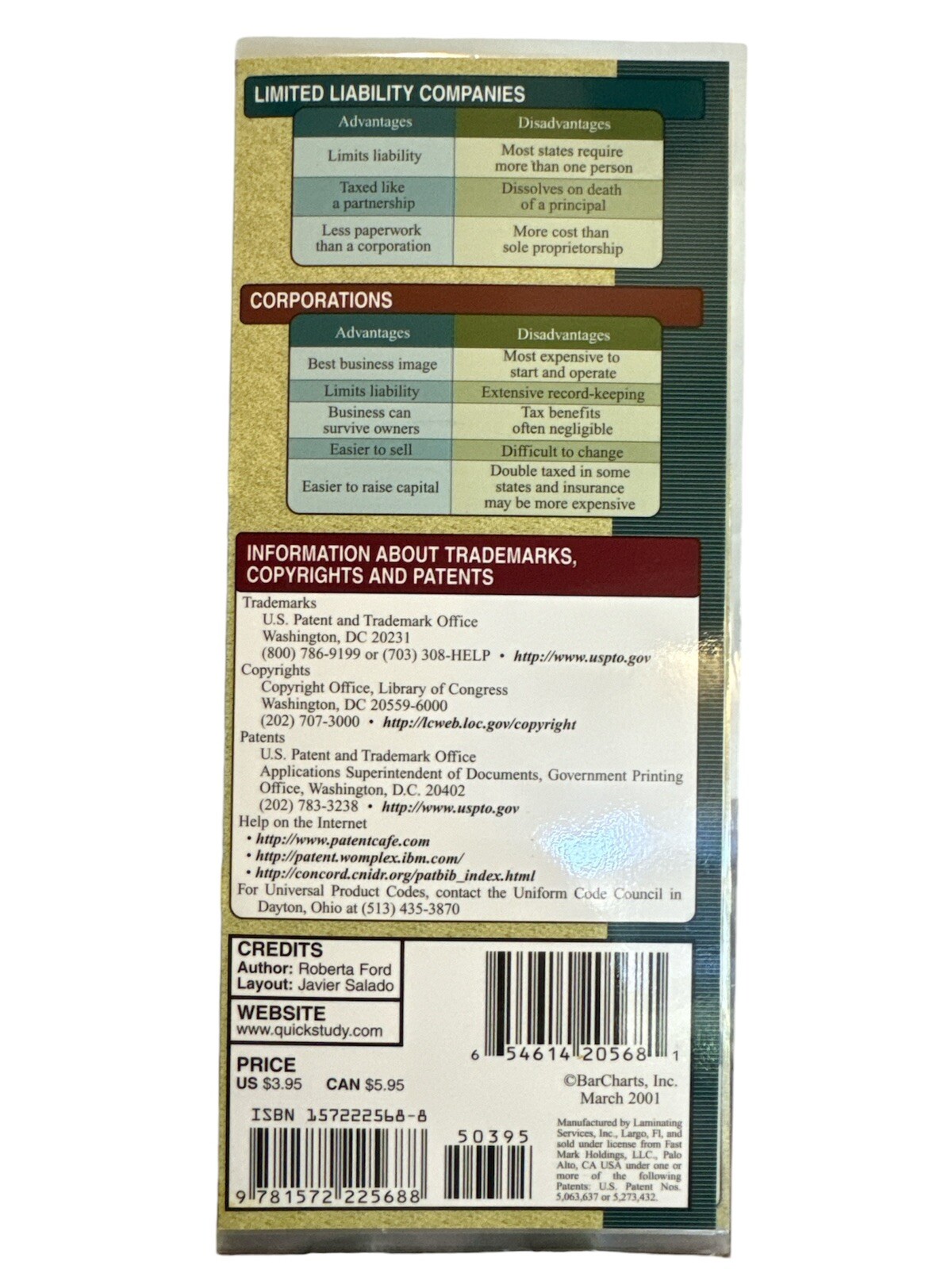 Home Based Business Laminated Foldout Quick Study 8 1/2 X 3 1/2 In