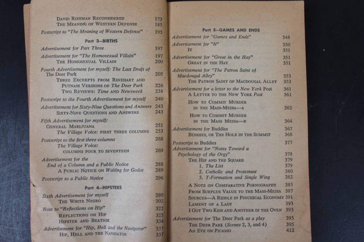 Advertisements for Myself Norman Mailer 1960 First Printing Signet Book Literary