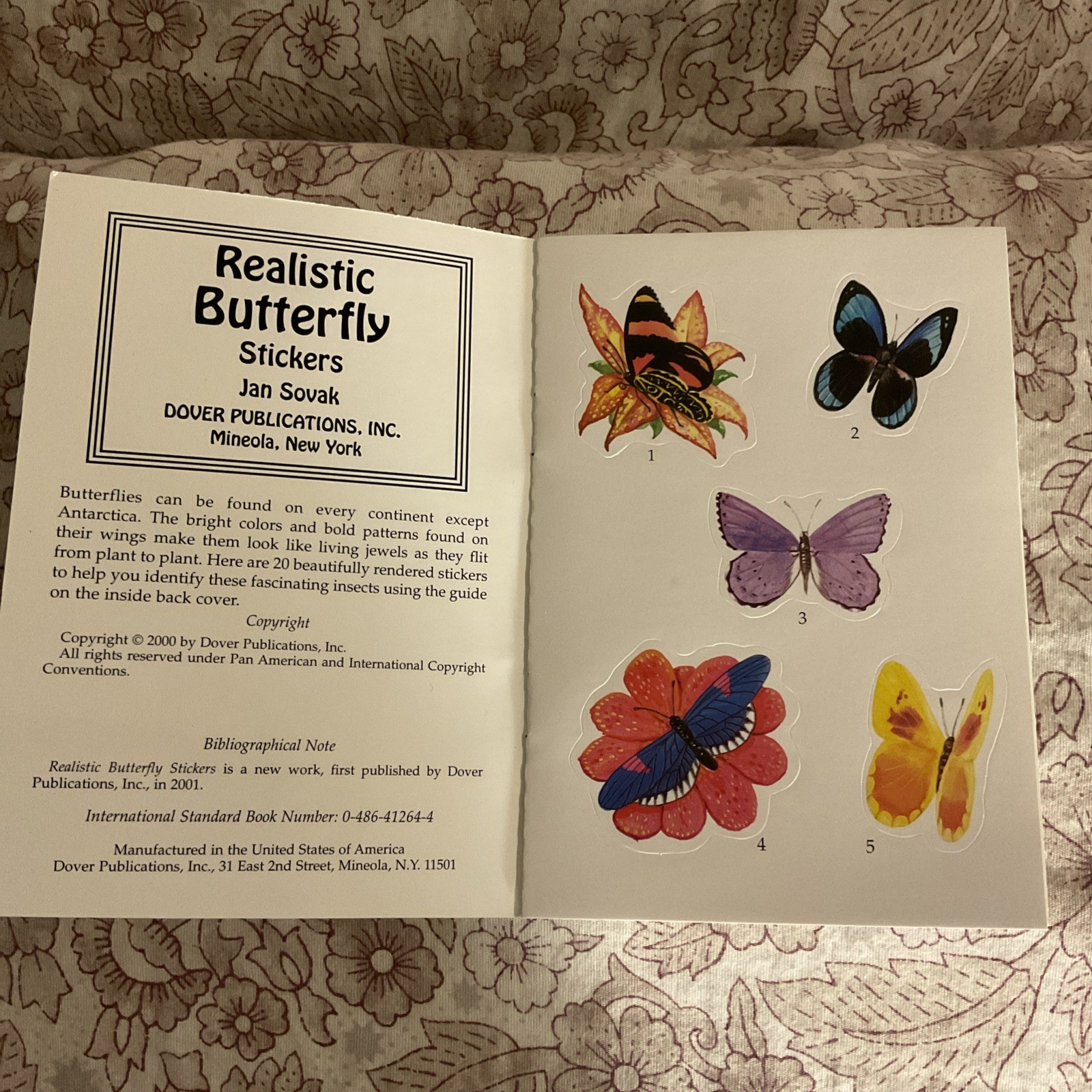 REALISTIC BUTTERFLY STICKERS (DOVER LITTLE ACTIVITY BOOKS) Jan Sovak BRAND NEW