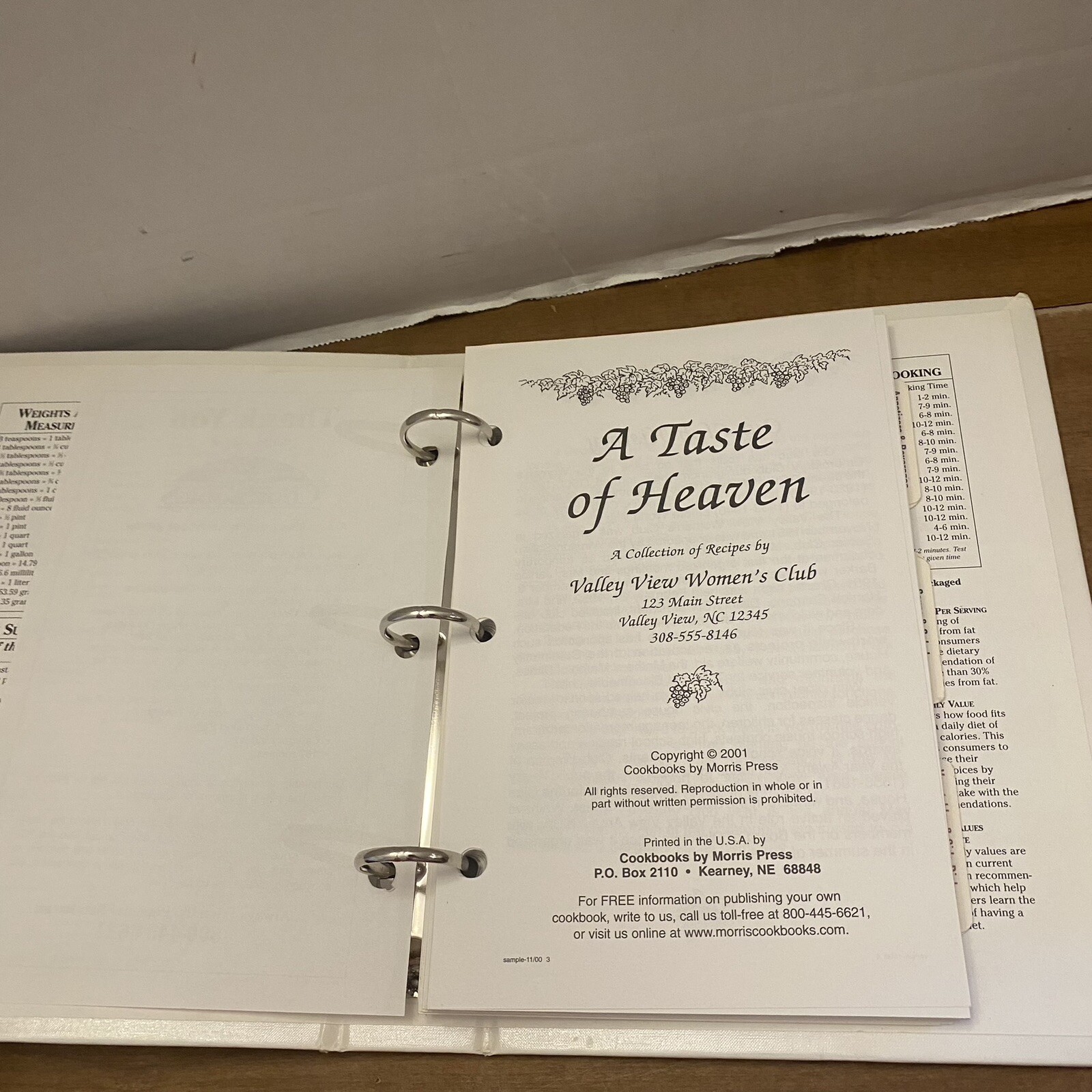 Morris Press Sample Cookbook 2 Ring Binder A Taste Of Heaven