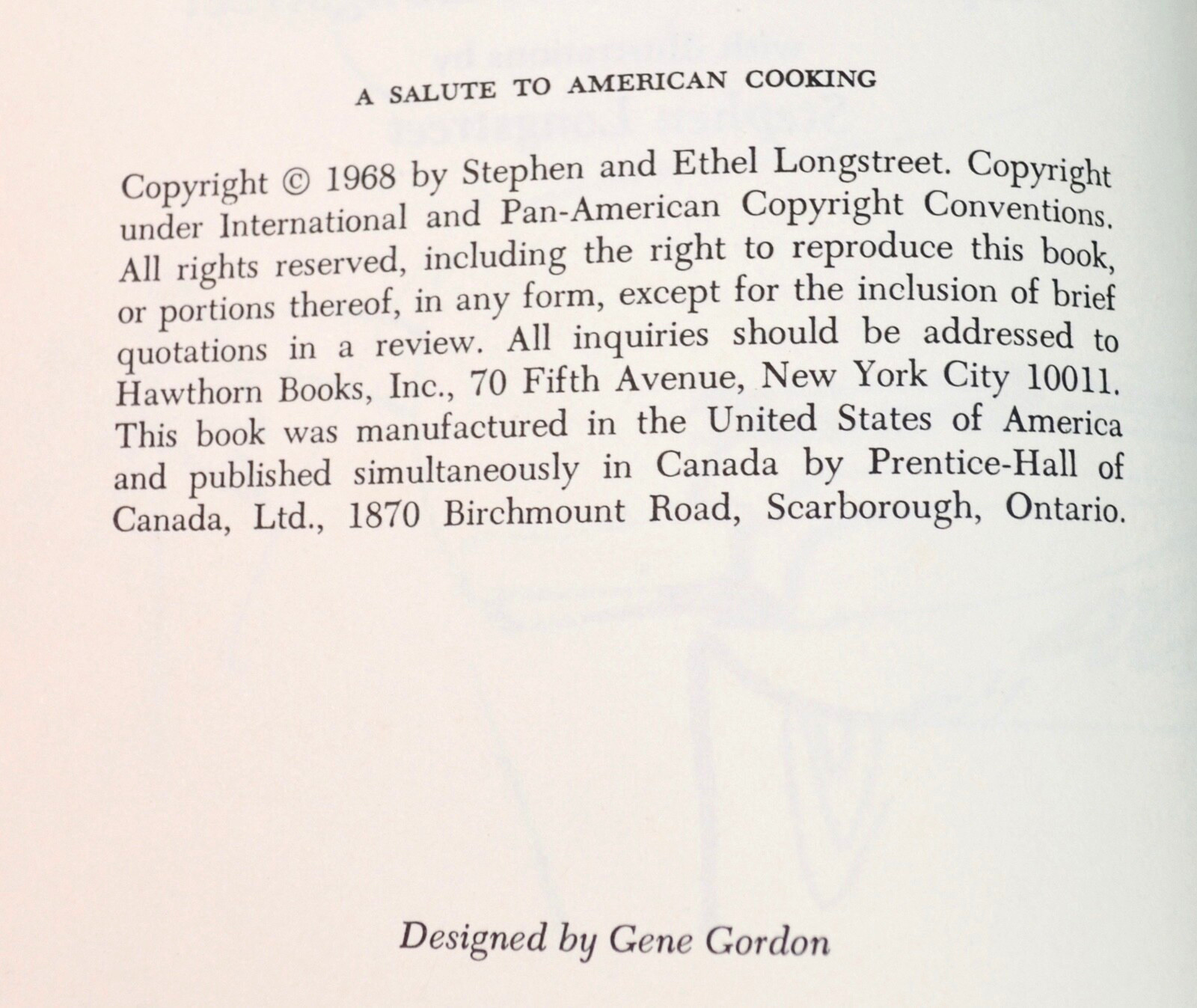 Vtg 1968 HC Cookbook A Salute to American Cooking Longstreet Regional Recipes