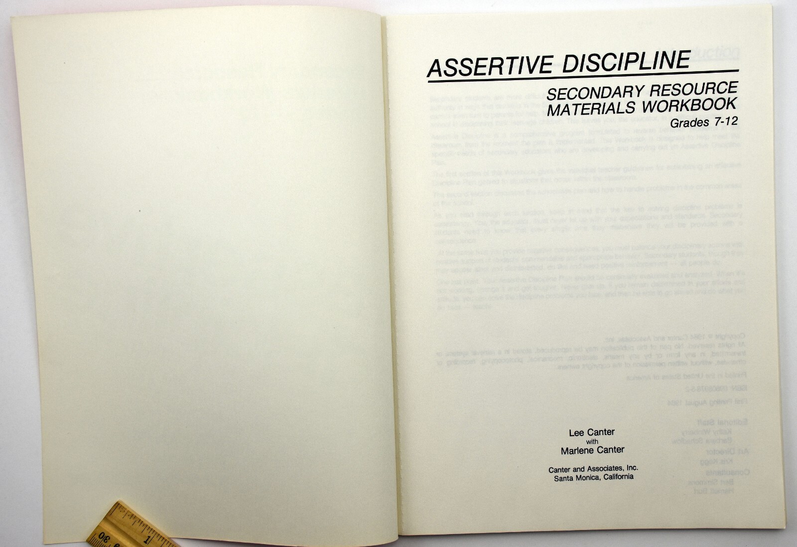 ASSERTIVE DISCIPLINE: Resources Materials Workbook By Lee Canter VG+ L@@K