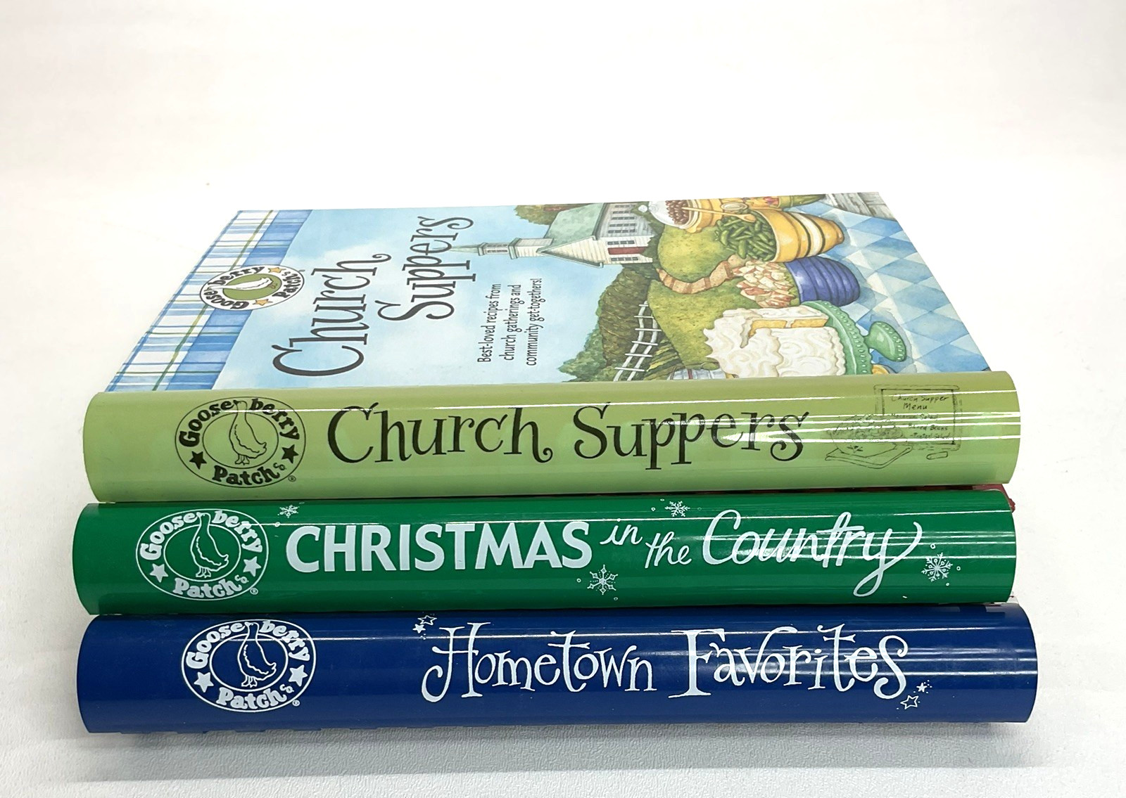 Gooseberry Patch Spiral Cookbooks LOT (3) Church Suppers Christmas Hometown