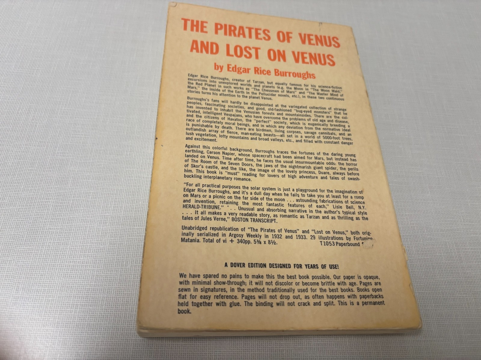 Pirates Of Venus & Lost On Venus Edgar Rice Burroughs unabridged ed VG 63 tr pbk