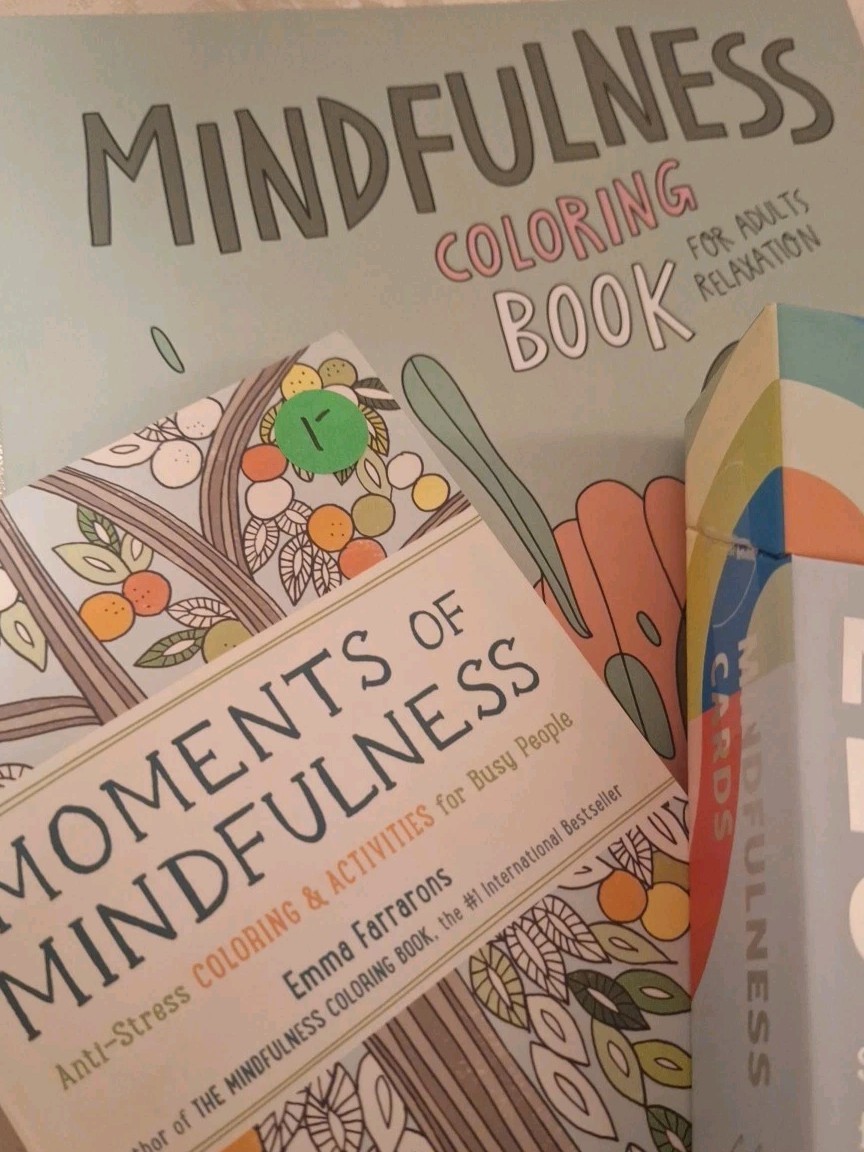 Minfullness Adult Coloring Books & Deck Of Mindfulness Cards Self-Care Posative